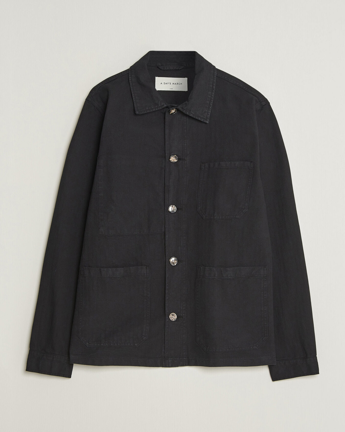 Herre | Skjorter | A Day's March | Original Herringbone Overshirt Black