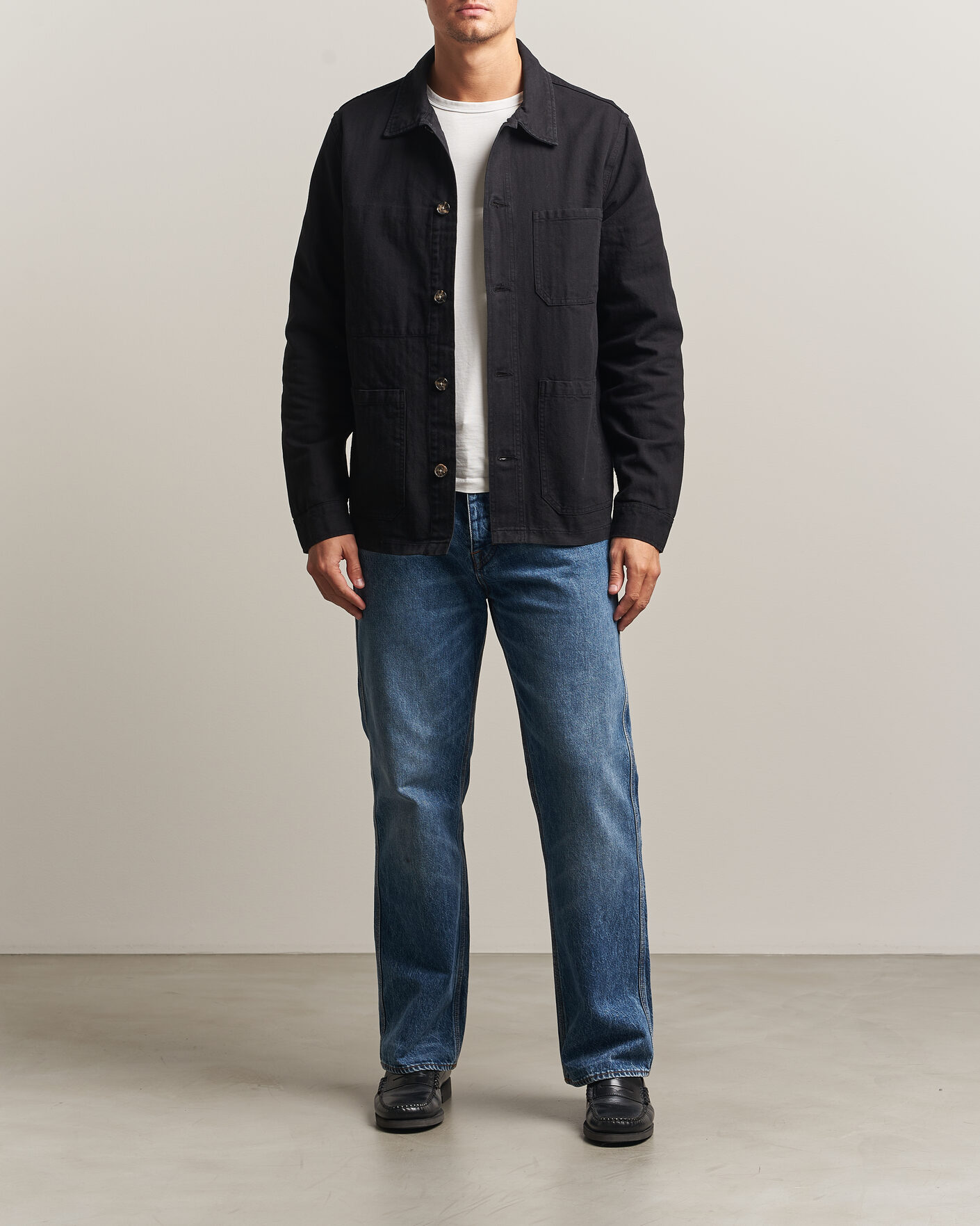 Herre | Skjorter | A Day's March | Original Herringbone Overshirt Black