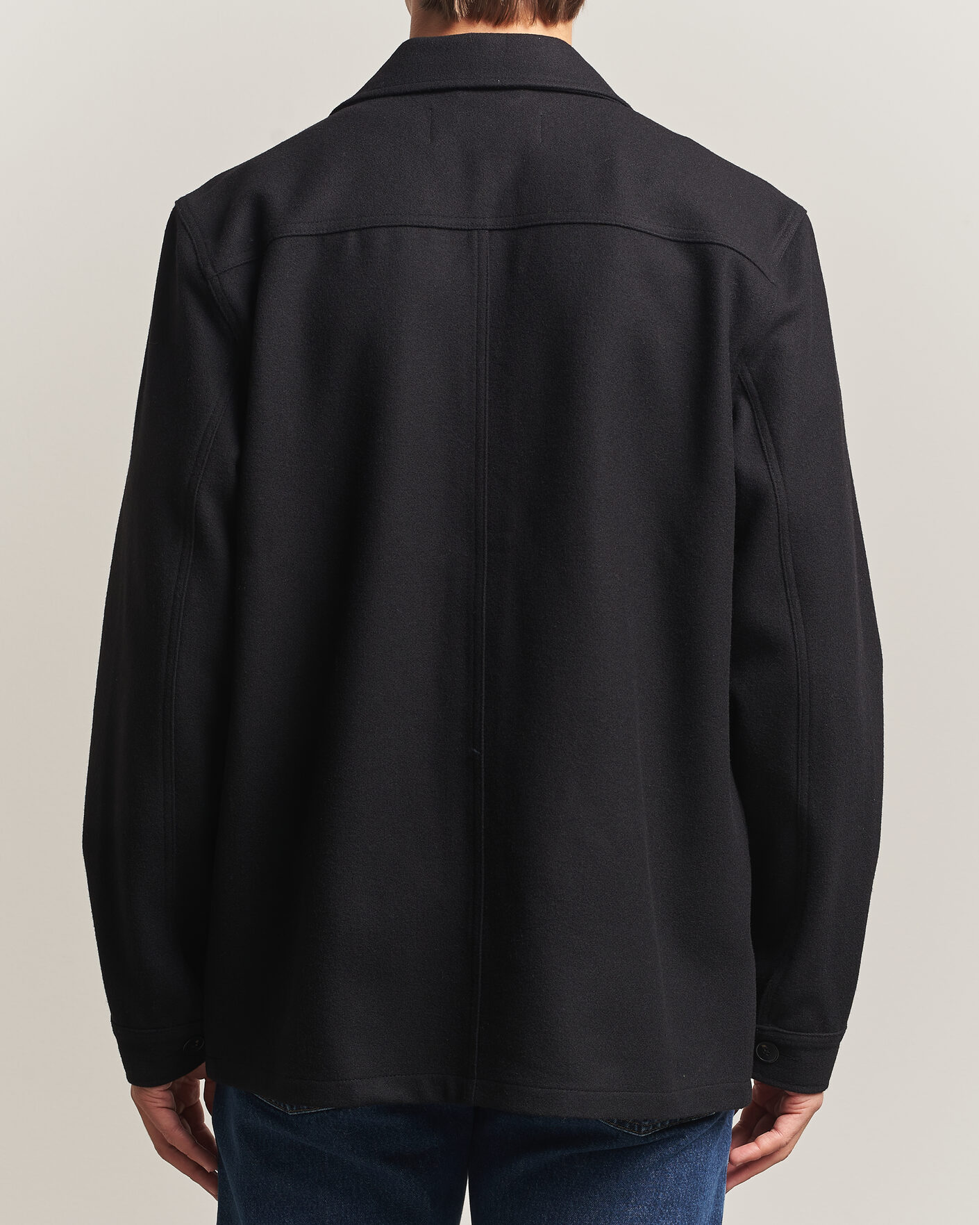 Herre | Skjorter | A Day's March | Original Wool Overshirt Black