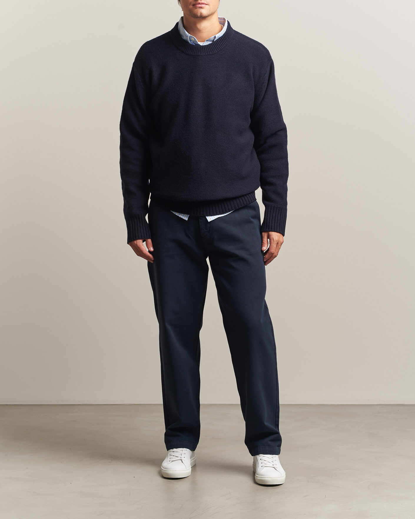 Herre | Trøjer | A Day's March | Tietar Boiled Merino Sweater Navy