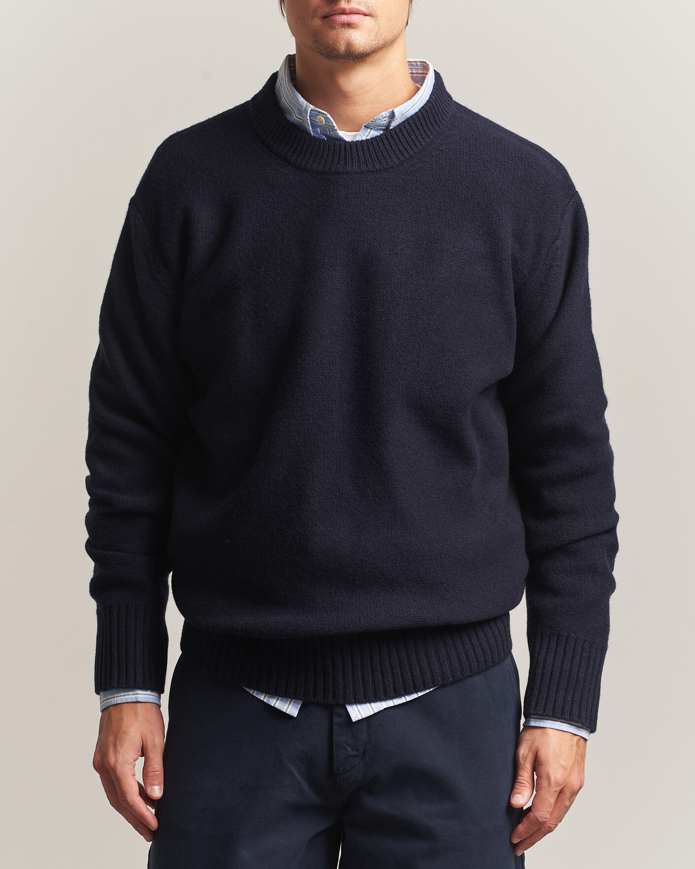 Herre | Trøjer | A Day's March | Tietar Boiled Merino Sweater Navy
