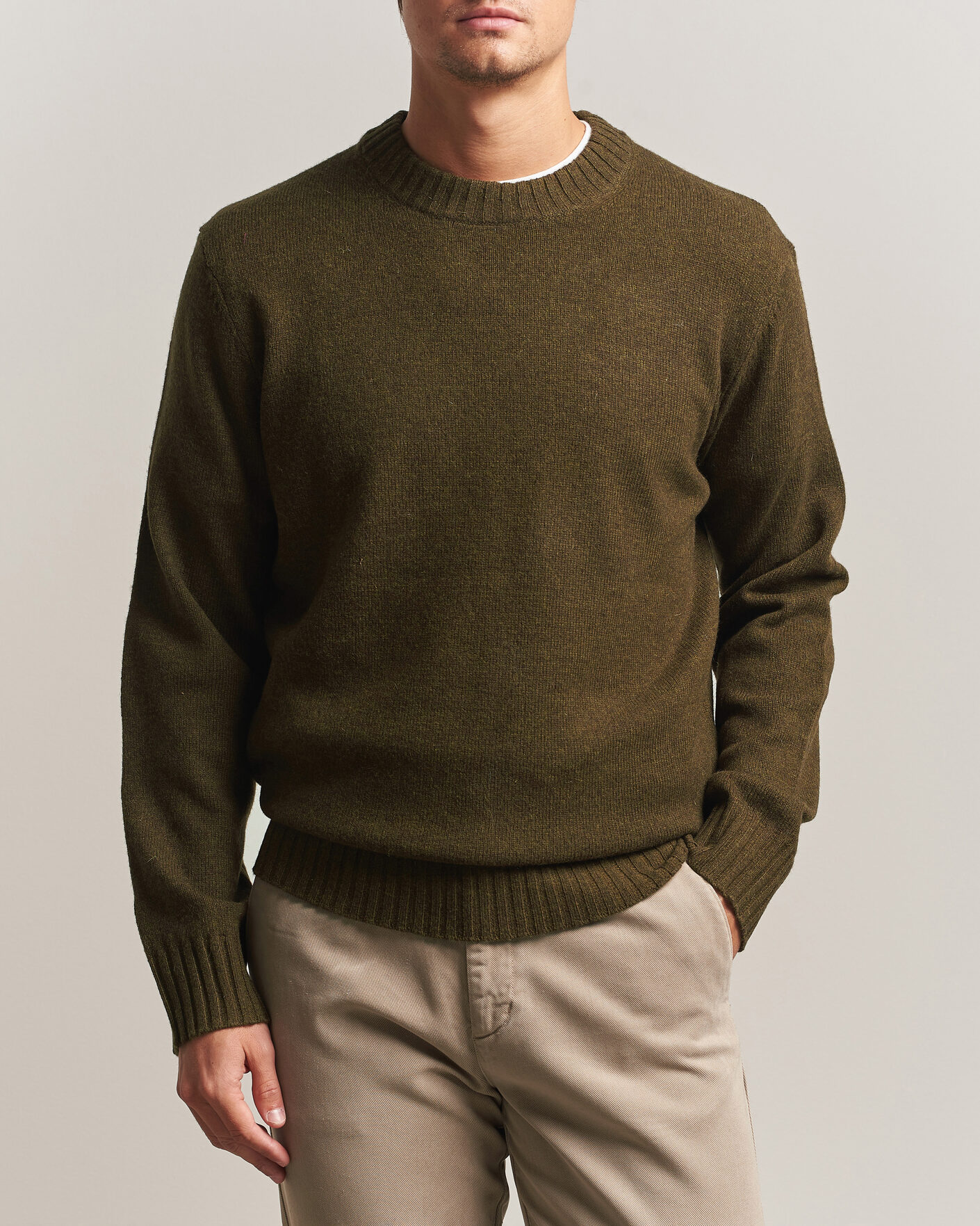 Herre | Trøjer | A Day's March | Marlow Lambswool Sweater Forest Green