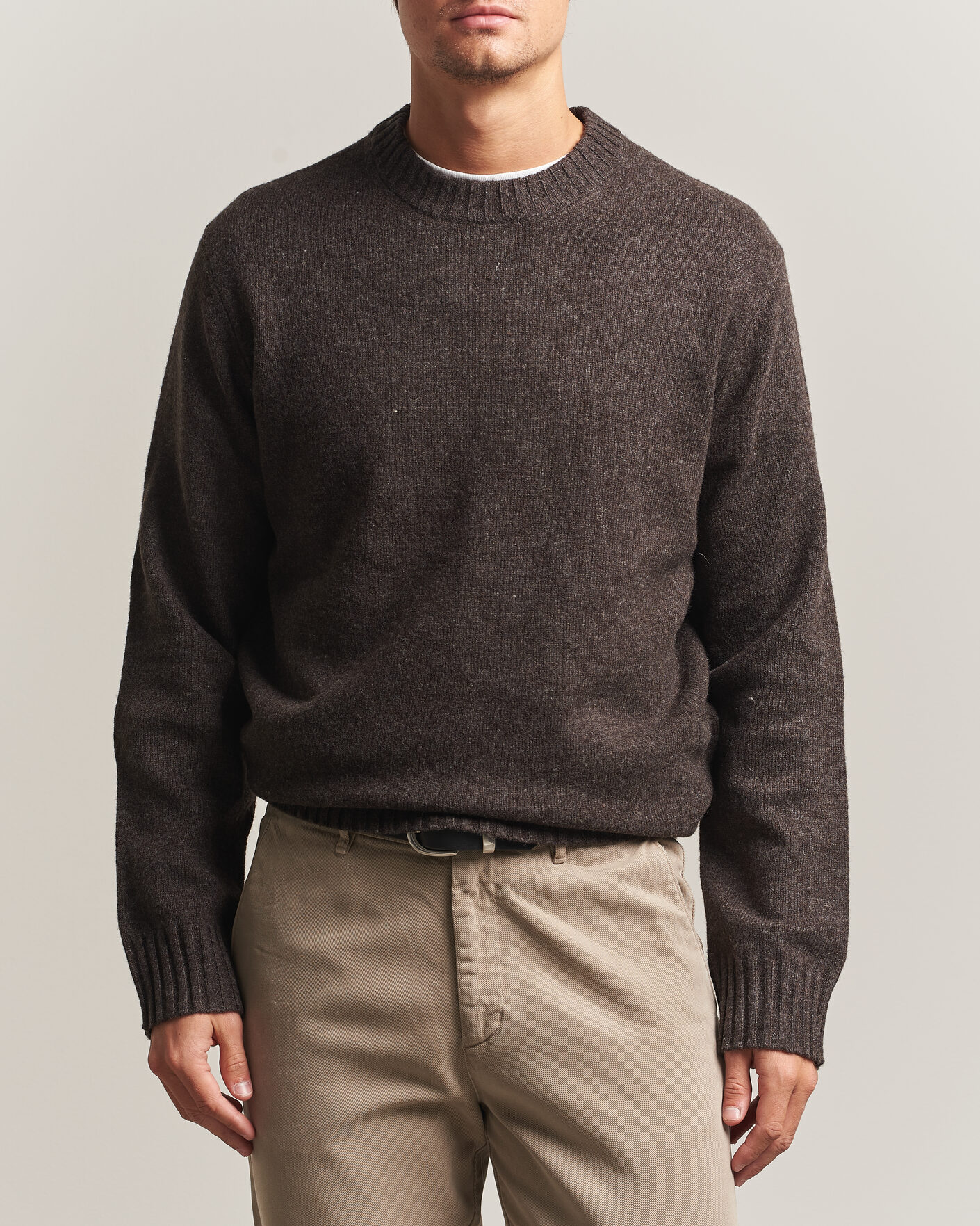 Herre | Trøjer | A Day's March | Marlow Lambswool Sweater Dark Brown