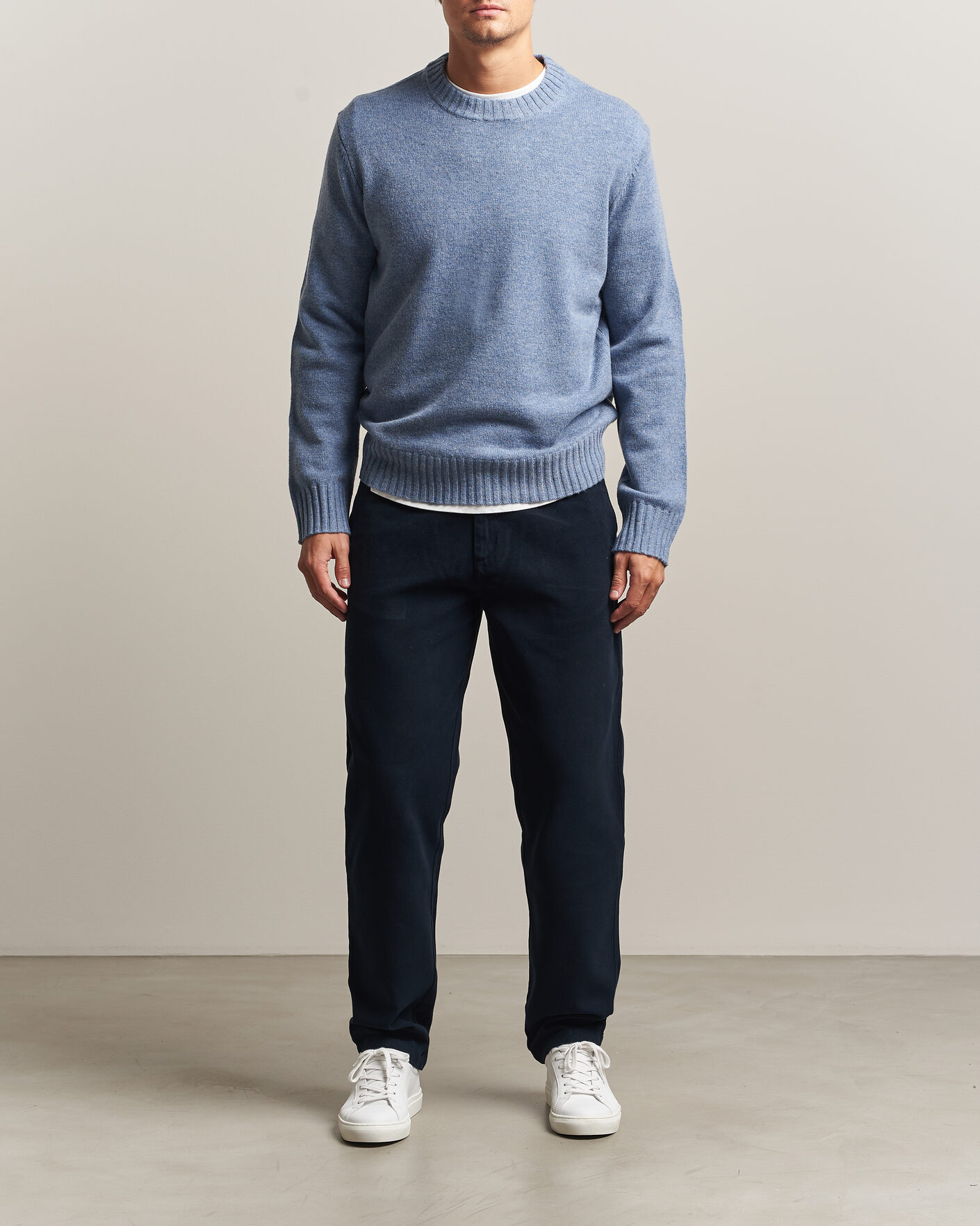 Herre | Trøjer | A Day's March | Marlow Lambswool Sweater Misty Blue
