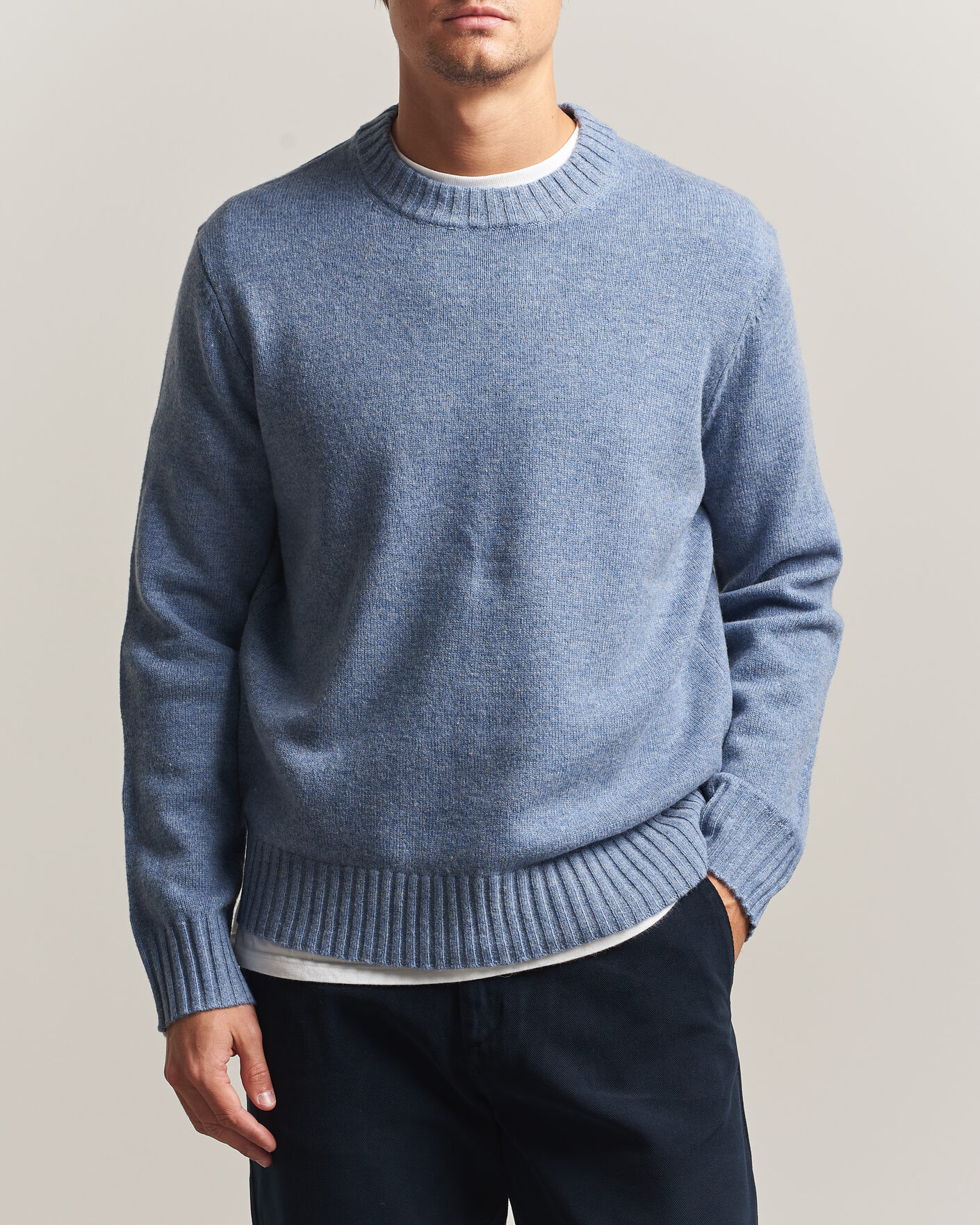 Herre | Trøjer | A Day's March | Marlow Lambswool Sweater Misty Blue
