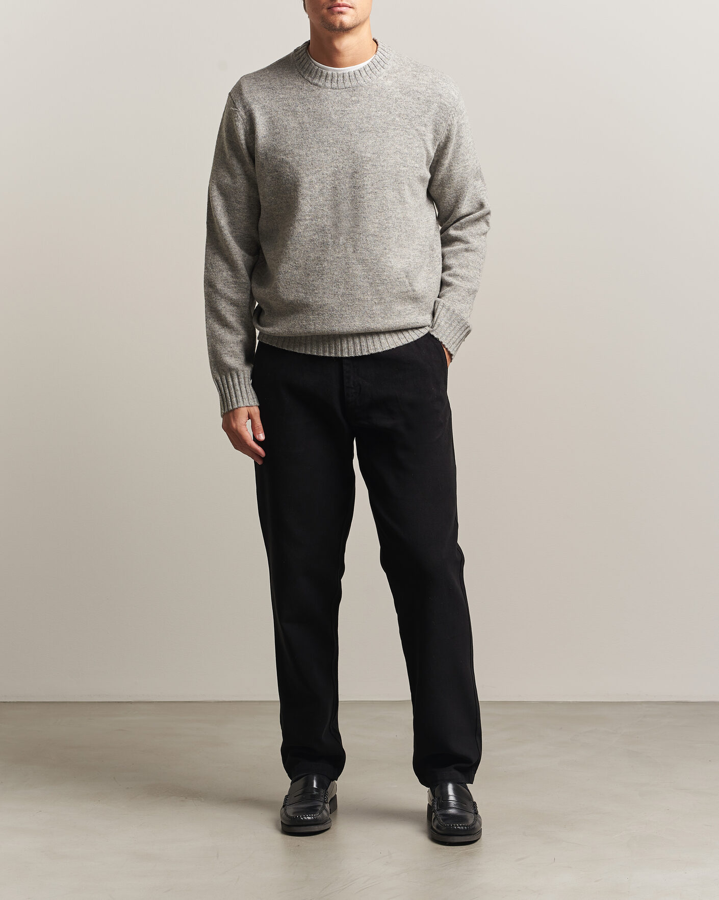 Herre | Trøjer | A Day's March | Marlow Lambswool Sweater Grey Melange