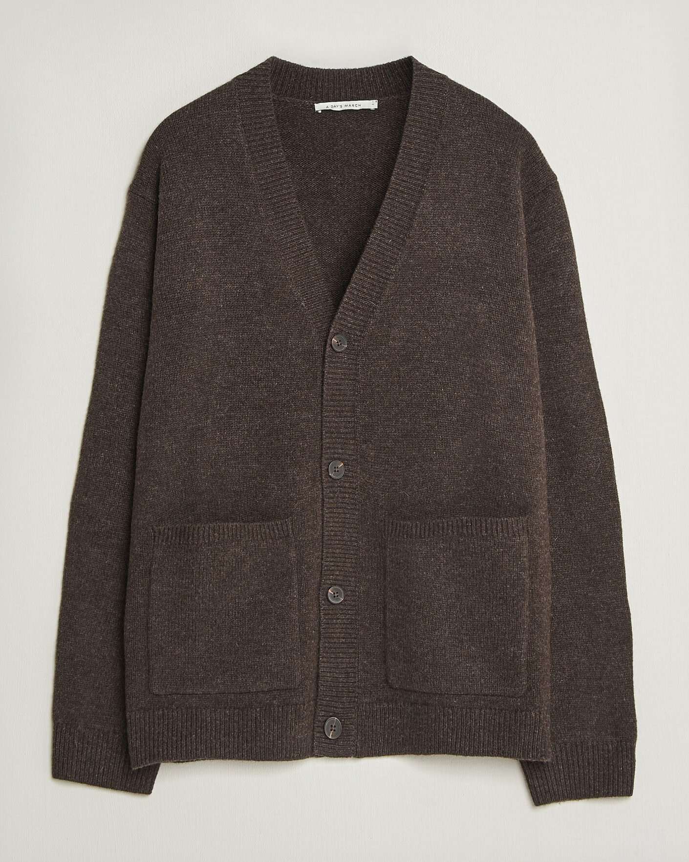 Herre | Trøjer | A Day's March | Jarrow Lambswool Cardigan Dark Brown