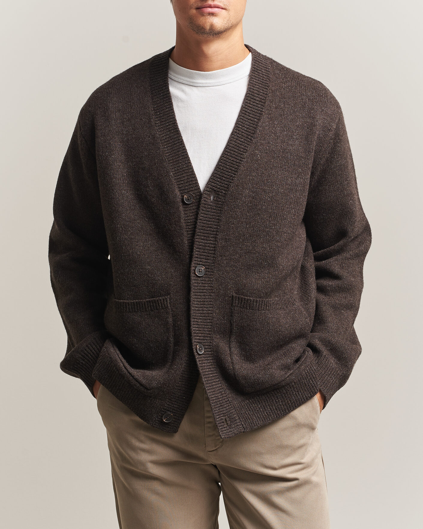 Herre | Trøjer | A Day's March | Jarrow Lambswool Cardigan Dark Brown