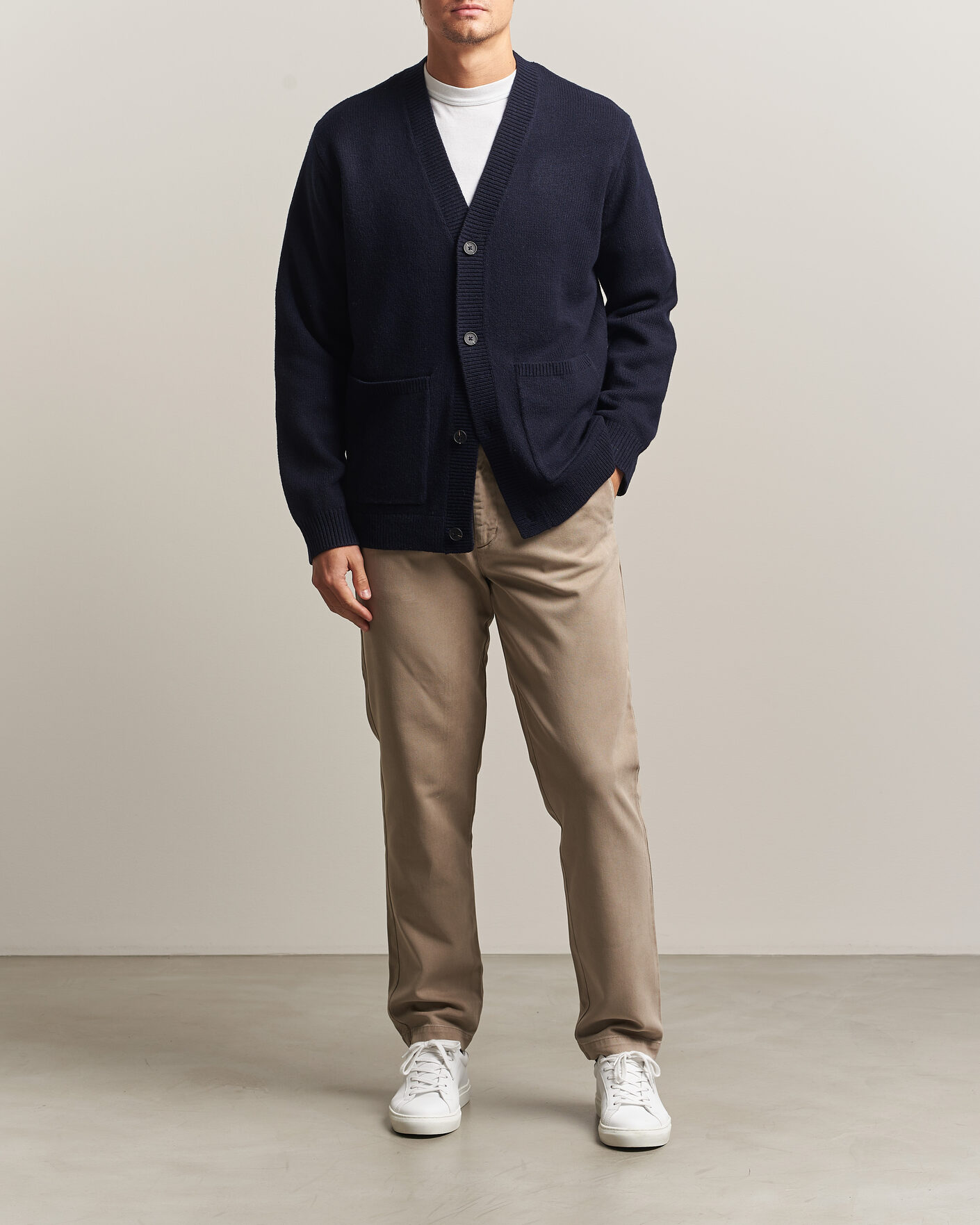 Herre | Trøjer | A Day's March | Jarrow Lambswool Cardigan Navy