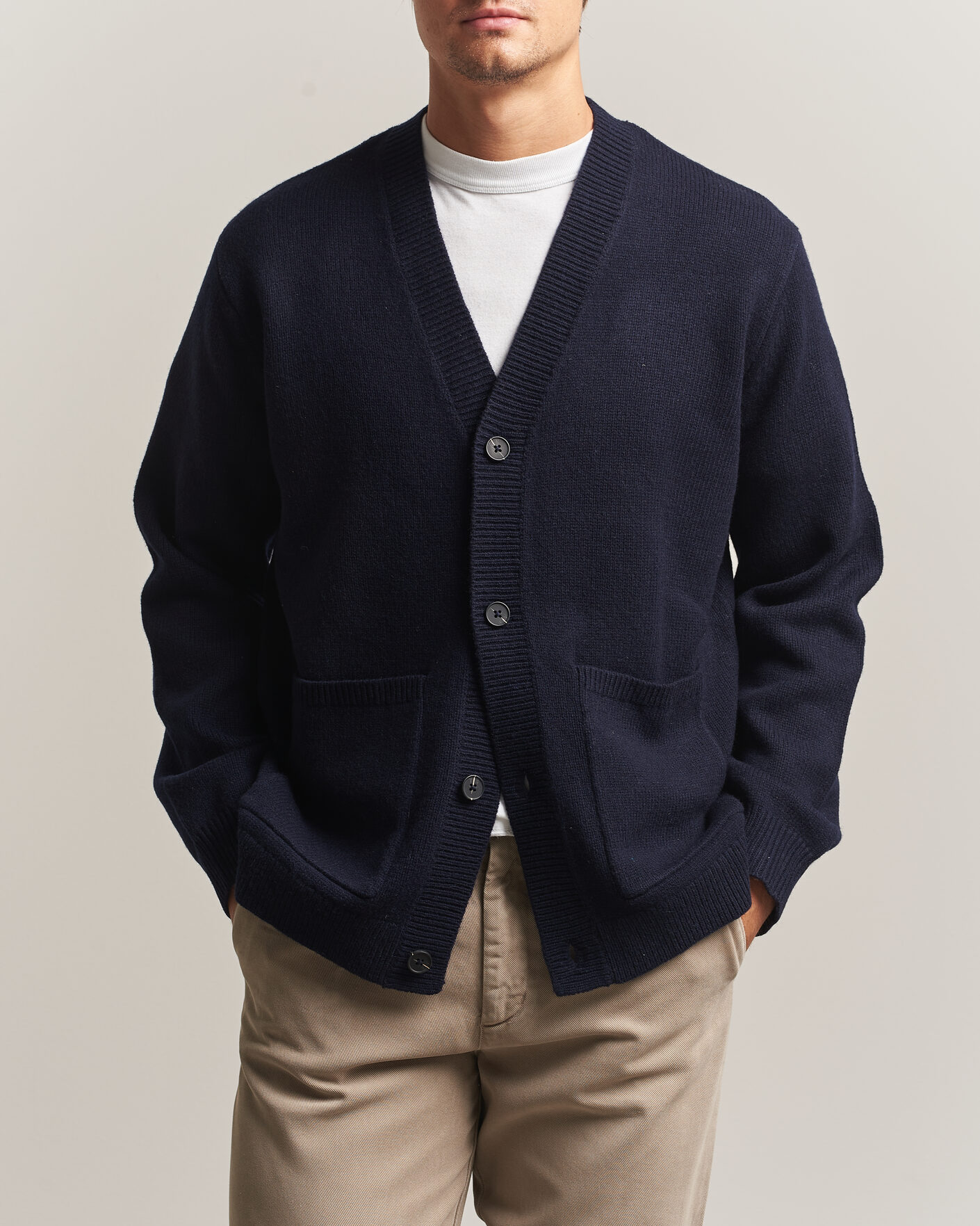 Herre | Trøjer | A Day's March | Jarrow Lambswool Cardigan Navy