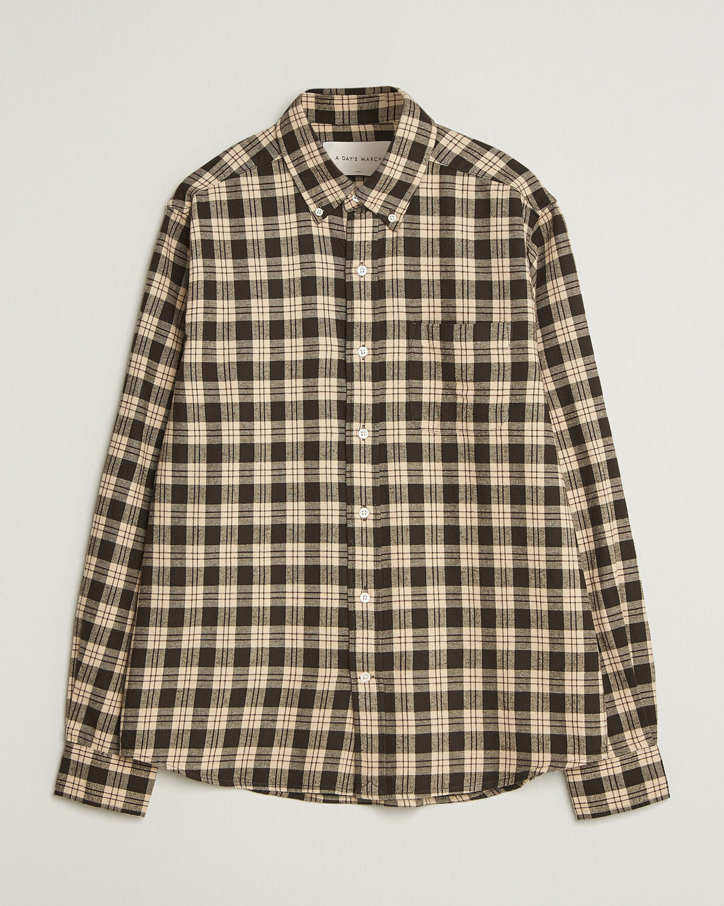 Herre | Skjorter | A Day's March | Classic Checked Flannel Shirt Brown/Sand