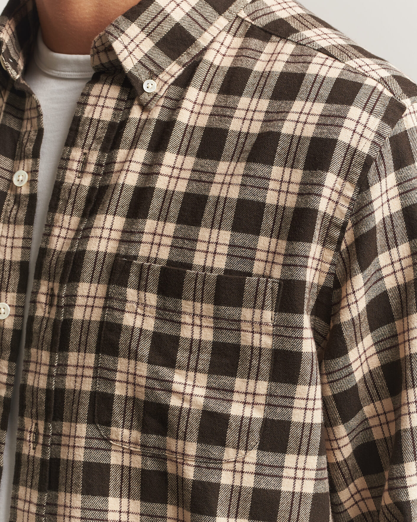 Herre | Skjorter | A Day's March | Classic Checked Flannel Shirt Brown/Sand