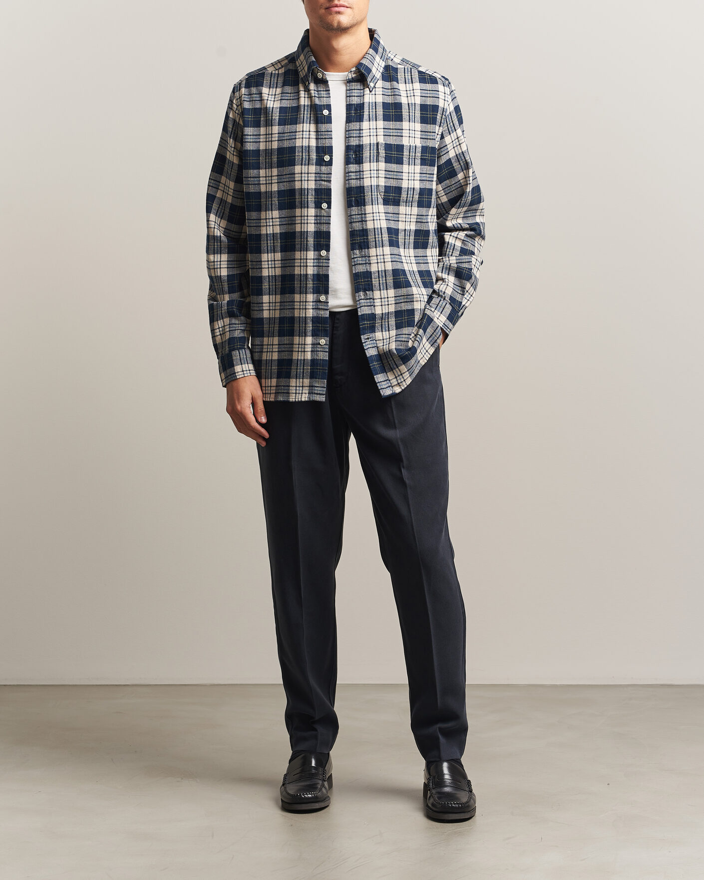 Herre | Bukser | A Day's March | Smart Lyocell Trousers Navy