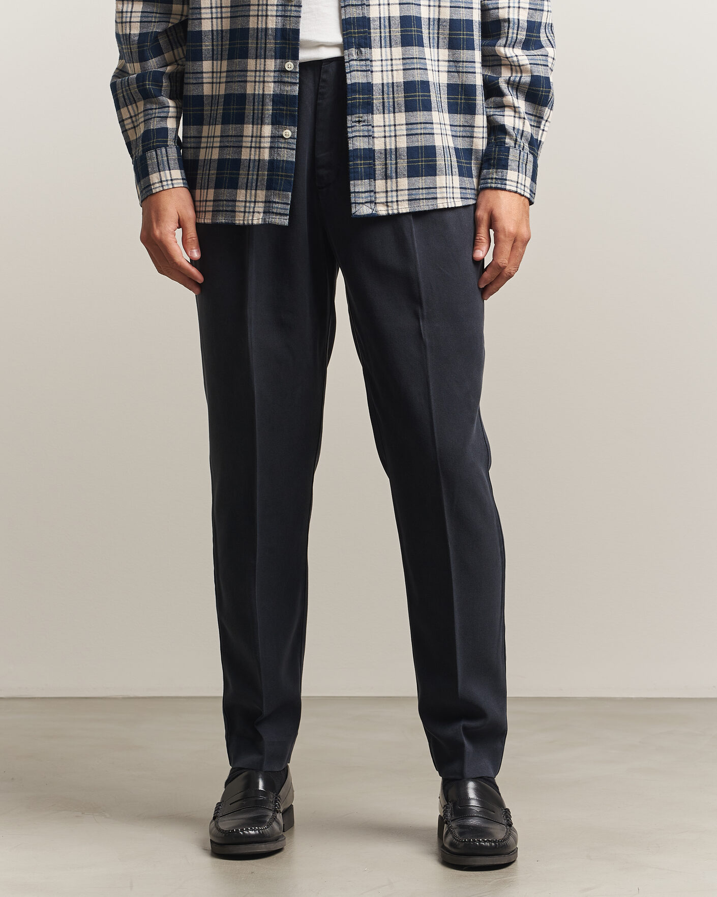 Herre | Bukser | A Day's March | Smart Lyocell Trousers Navy