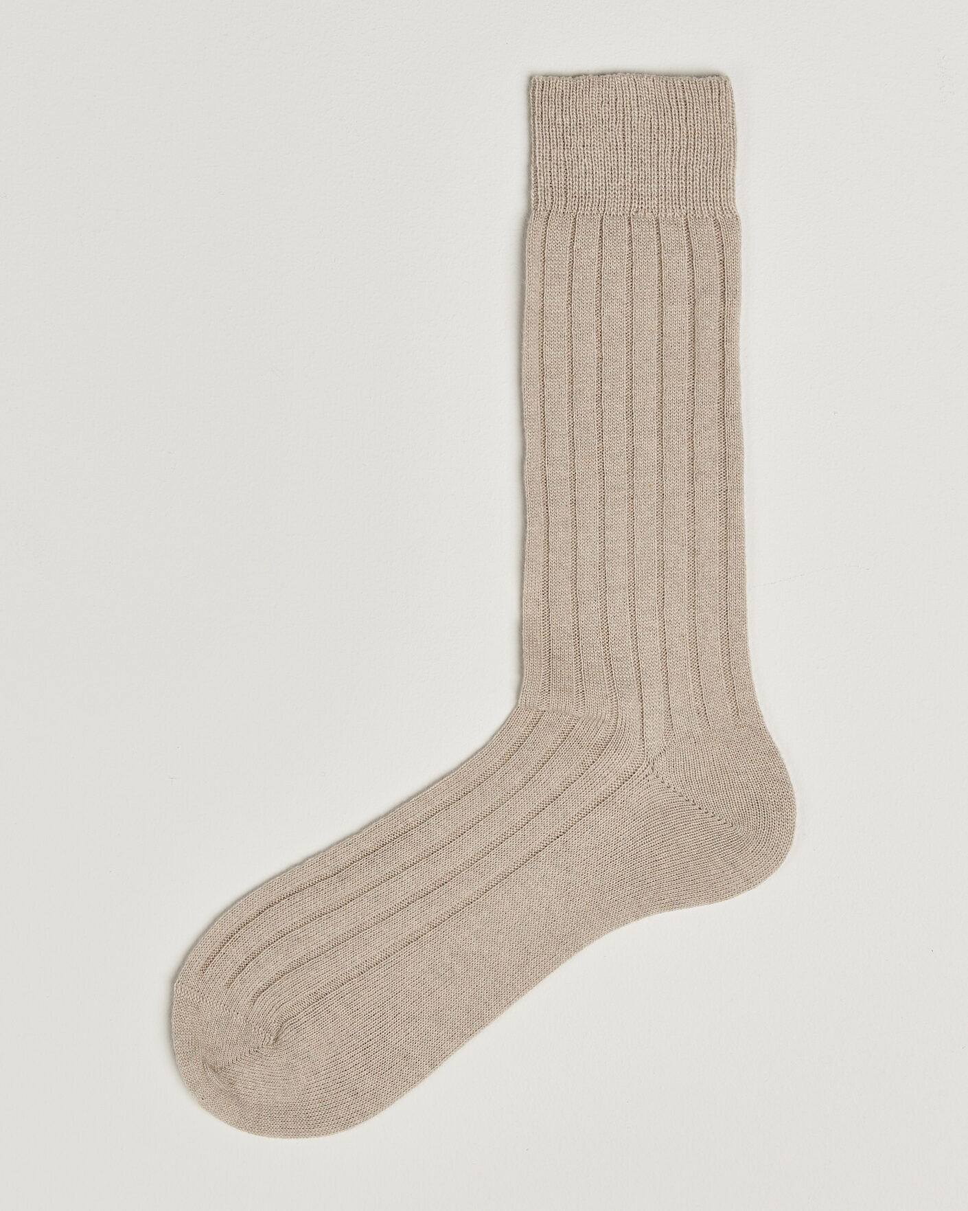 Herre | Undertøj | Bresciani | Wool/Cashmere Ribbed Socks Beige