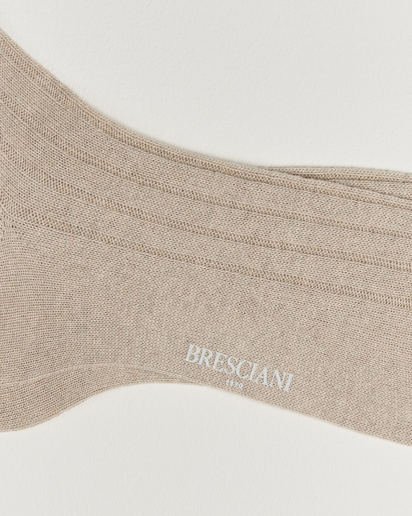 Herre | Undertøj | Bresciani | Wool/Cashmere Ribbed Socks Beige