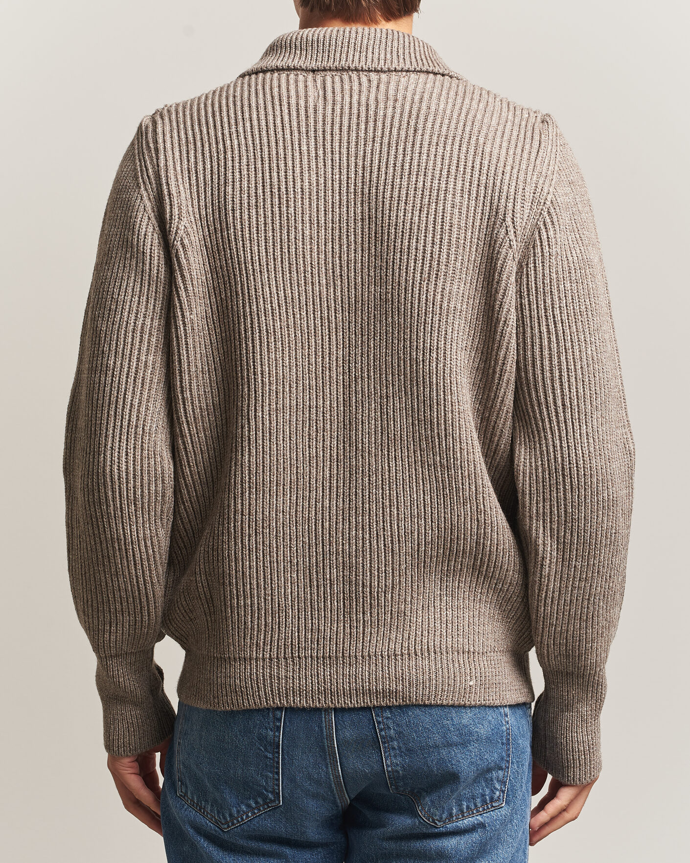 Herre | Trøjer | Peregrine | Fisherman Merino Zip Cardigan Light Brown
