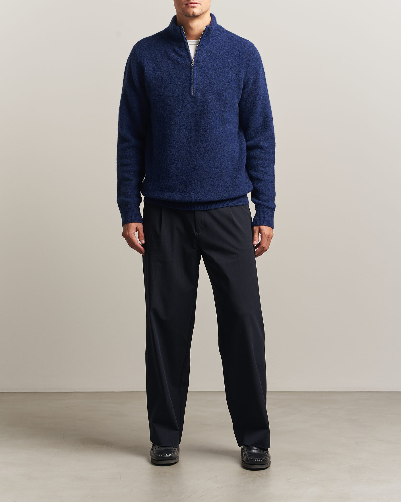 Herre | Trøjer | Filippa K | Andrew Yak Knitted Half Zip Deep Blue