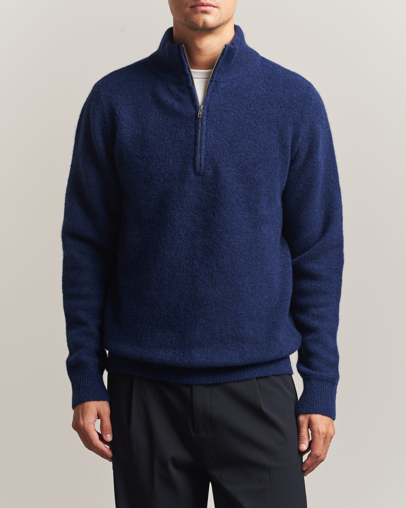 Herre | Trøjer | Filippa K | Andrew Yak Knitted Half Zip Deep Blue