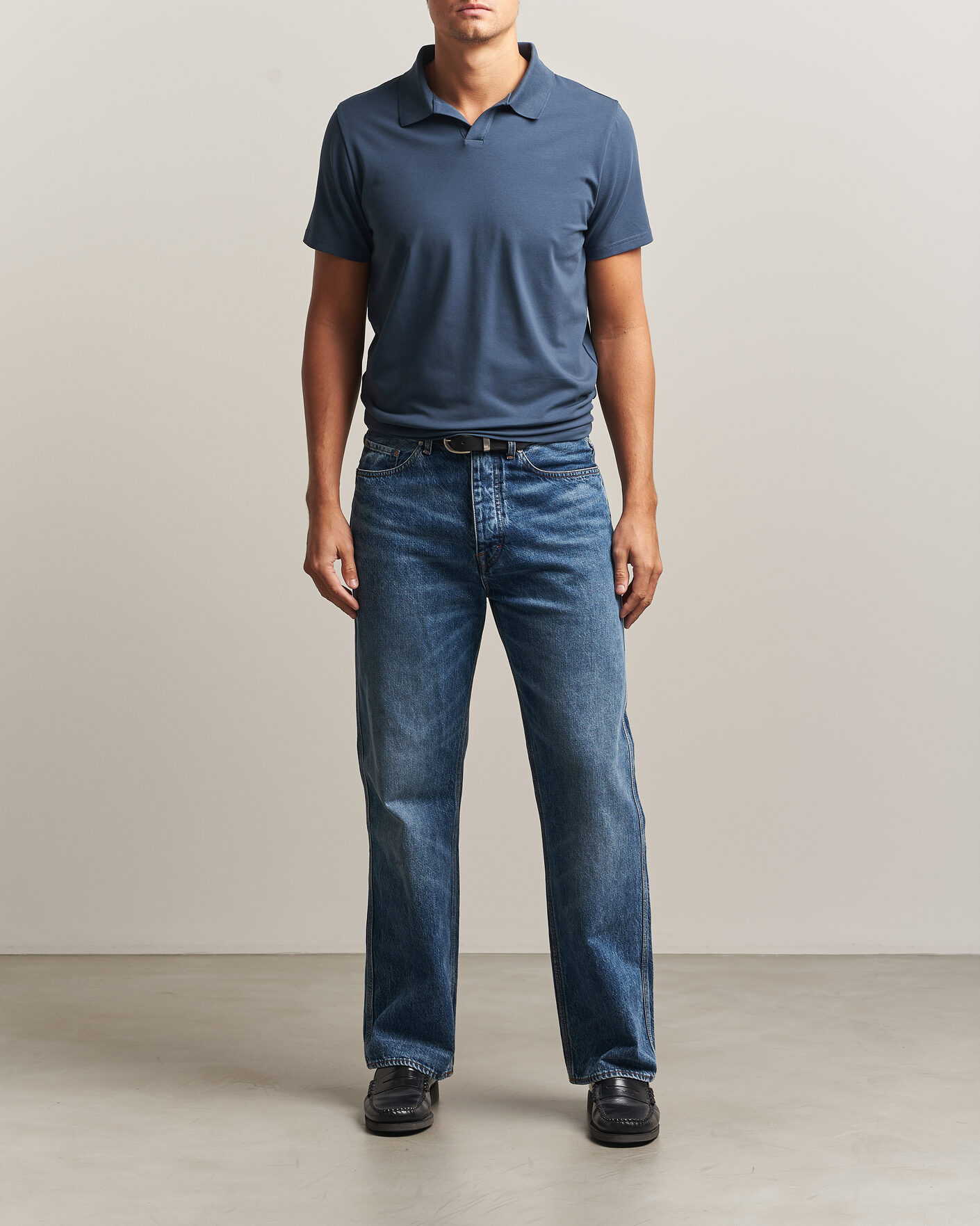 Herre | Polotrøjer | Filippa K | Soft Lycra Polo T-Shirt Stone Blue
