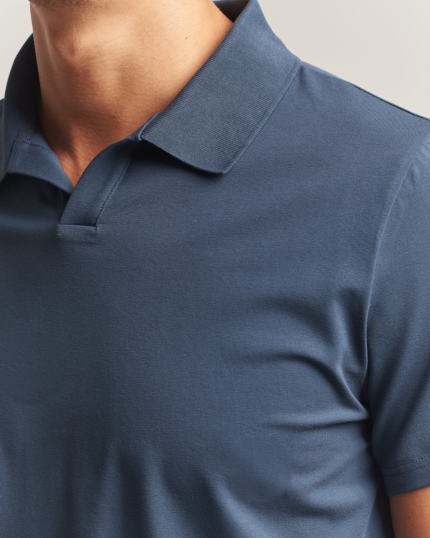 Herre | Polotrøjer | Filippa K | Soft Lycra Polo T-Shirt Stone Blue
