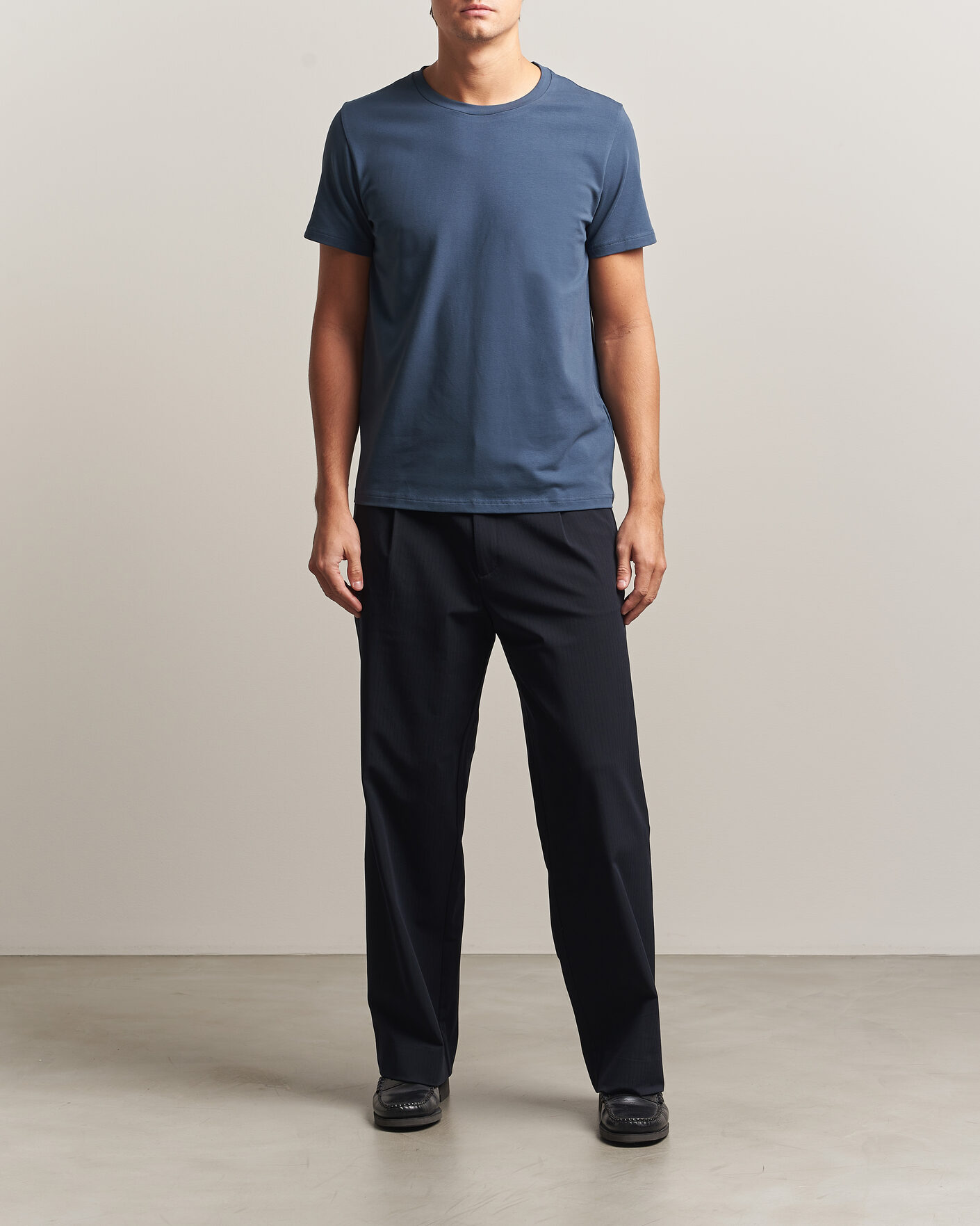 Herre | T-Shirts | Filippa K | Soft Lycra T-Shirt Stone Blue