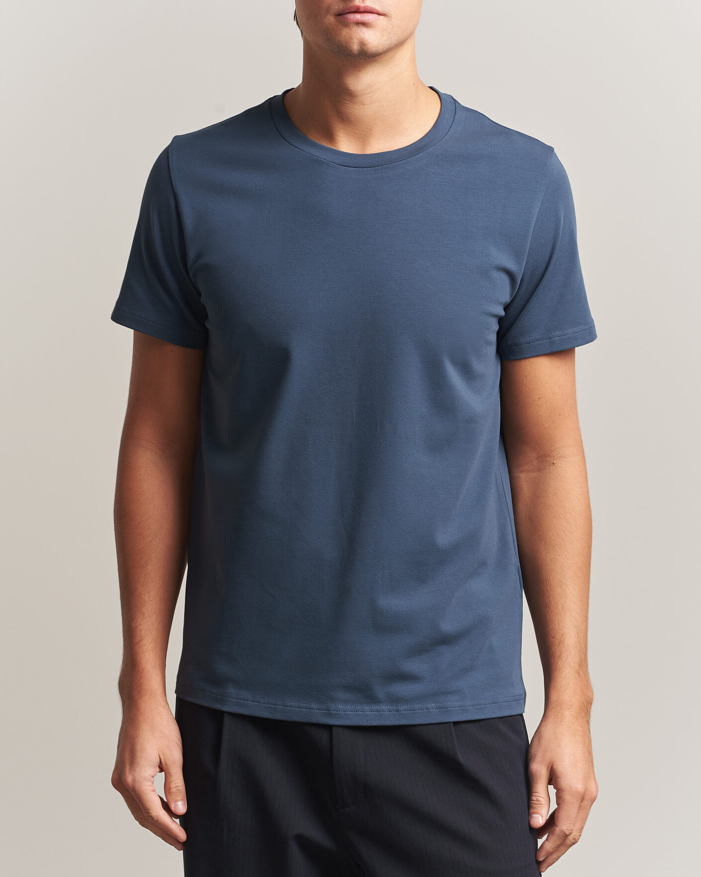 Herre | T-Shirts | Filippa K | Soft Lycra T-Shirt Stone Blue