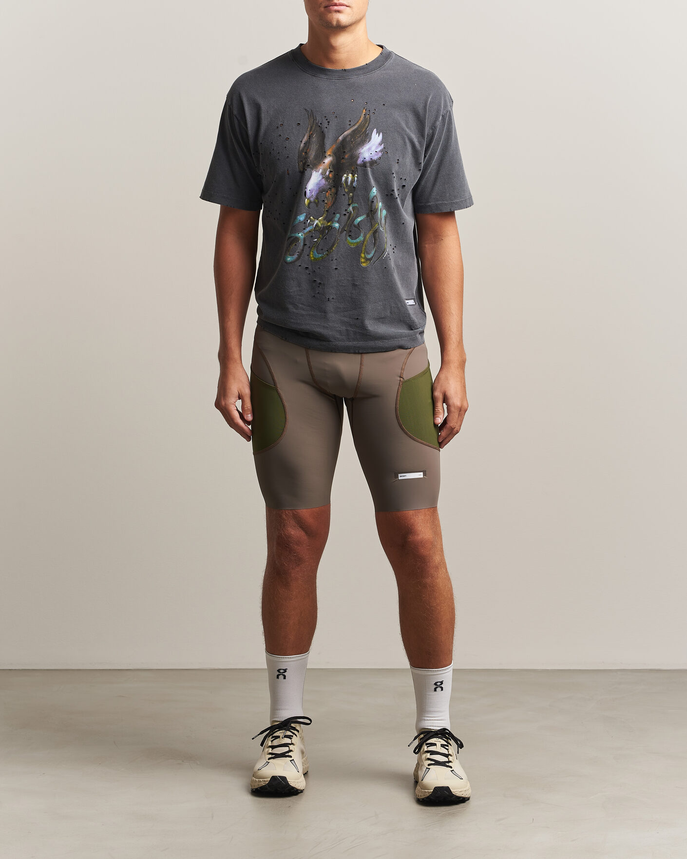 Herre | Shorts | Satisfy | TechSilk Evo 9 Inch Half Tights Dark Natural