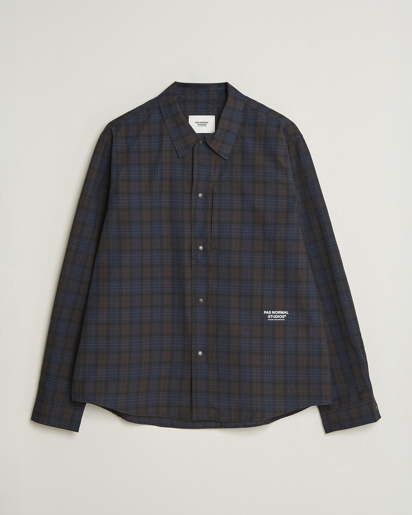Herre | Skjorter | Pas Normal Studios | Off-Race Seersucker Shirt Dark Navy