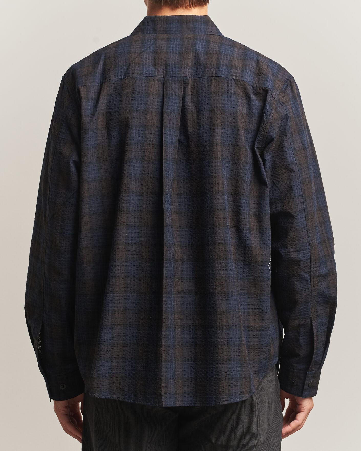 Herre | Skjorter | Pas Normal Studios | Off-Race Seersucker Shirt Dark Navy