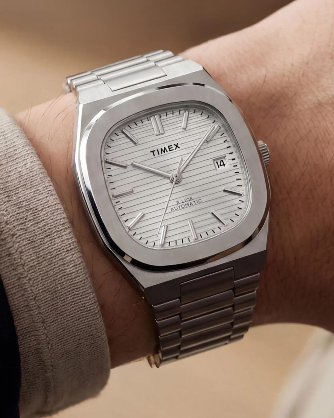 Herre | Timex Automatic E Line Stainless Steel 38mm Silver Dial | Timex | Automatic E Line Stainless Steel 38mm Silver Dial