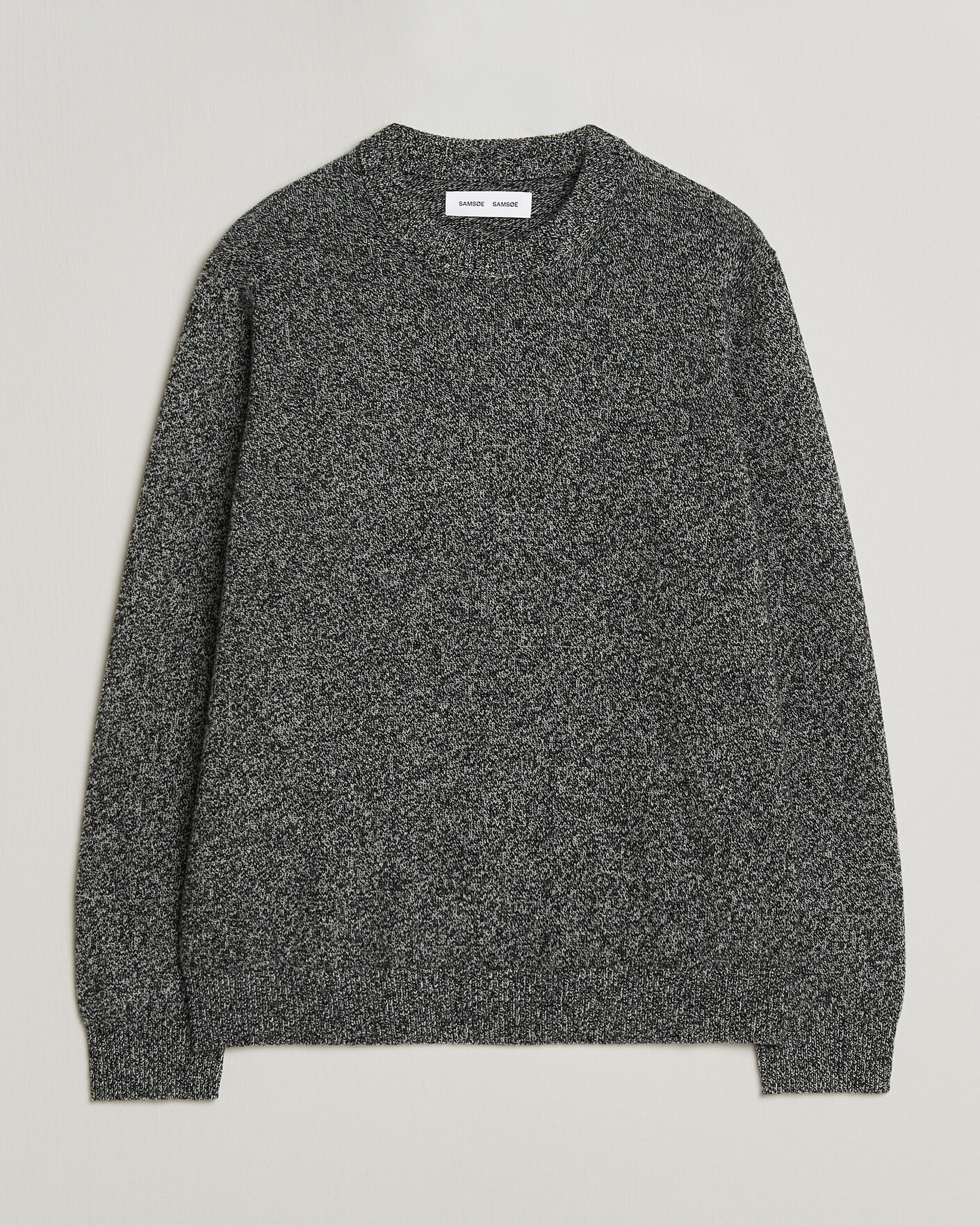 Herre | Trøjer | Samsøe Samsøe | Isak Knitted Crew Neck Black White Melange