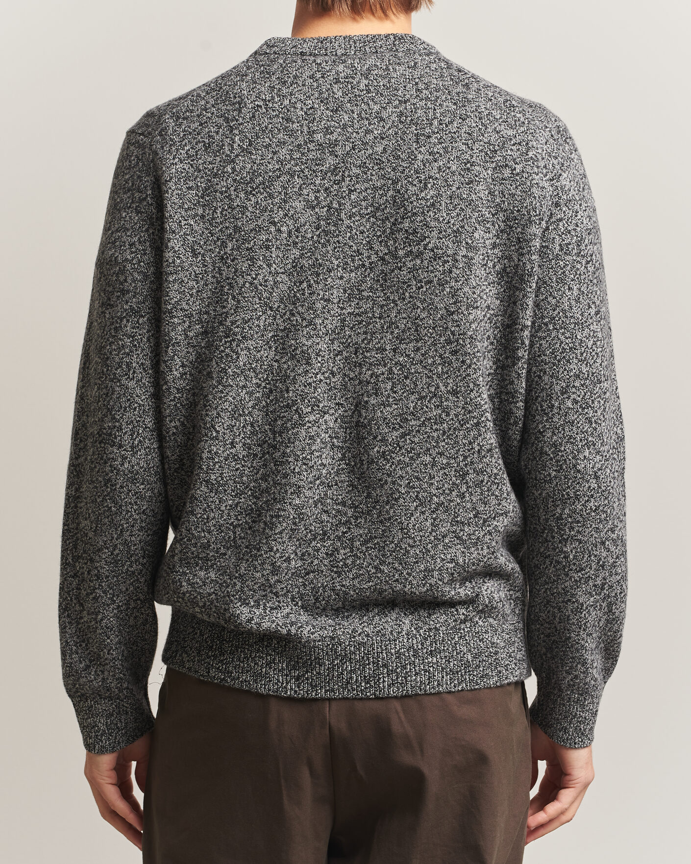 Herre | Trøjer | Samsøe Samsøe | Isak Knitted Crew Neck Black White Melange