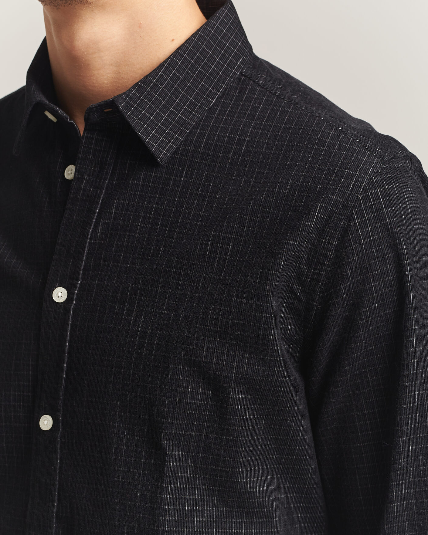 Herre | Skjorter | Samsøe Samsøe | Liam Baby Cord Checked Shirt Black