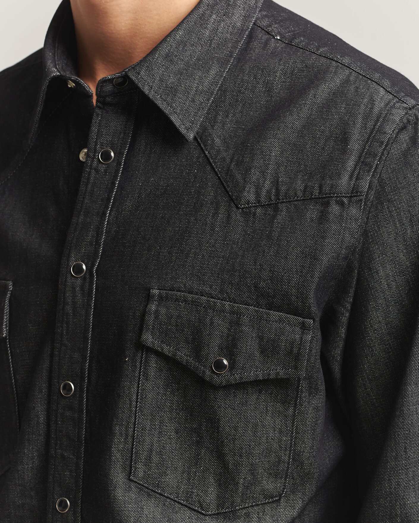 Herre | Skjorter | Oscar Jacobson | Straight Fit Western Shirt Dark Grey