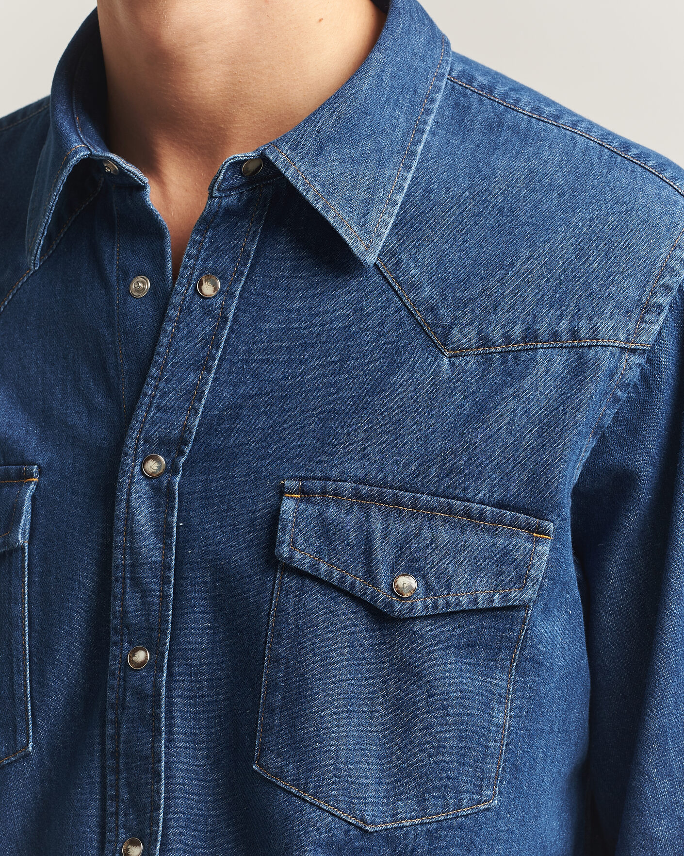 Herre | Skjorter | Oscar Jacobson | Straight Fit Western Shirt Blue