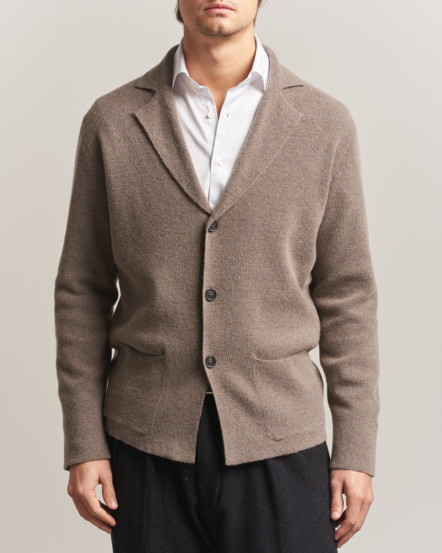 Herre | Blazere & jakker | Oscar Jacobson | Antonio Knitted Blazer Taupe