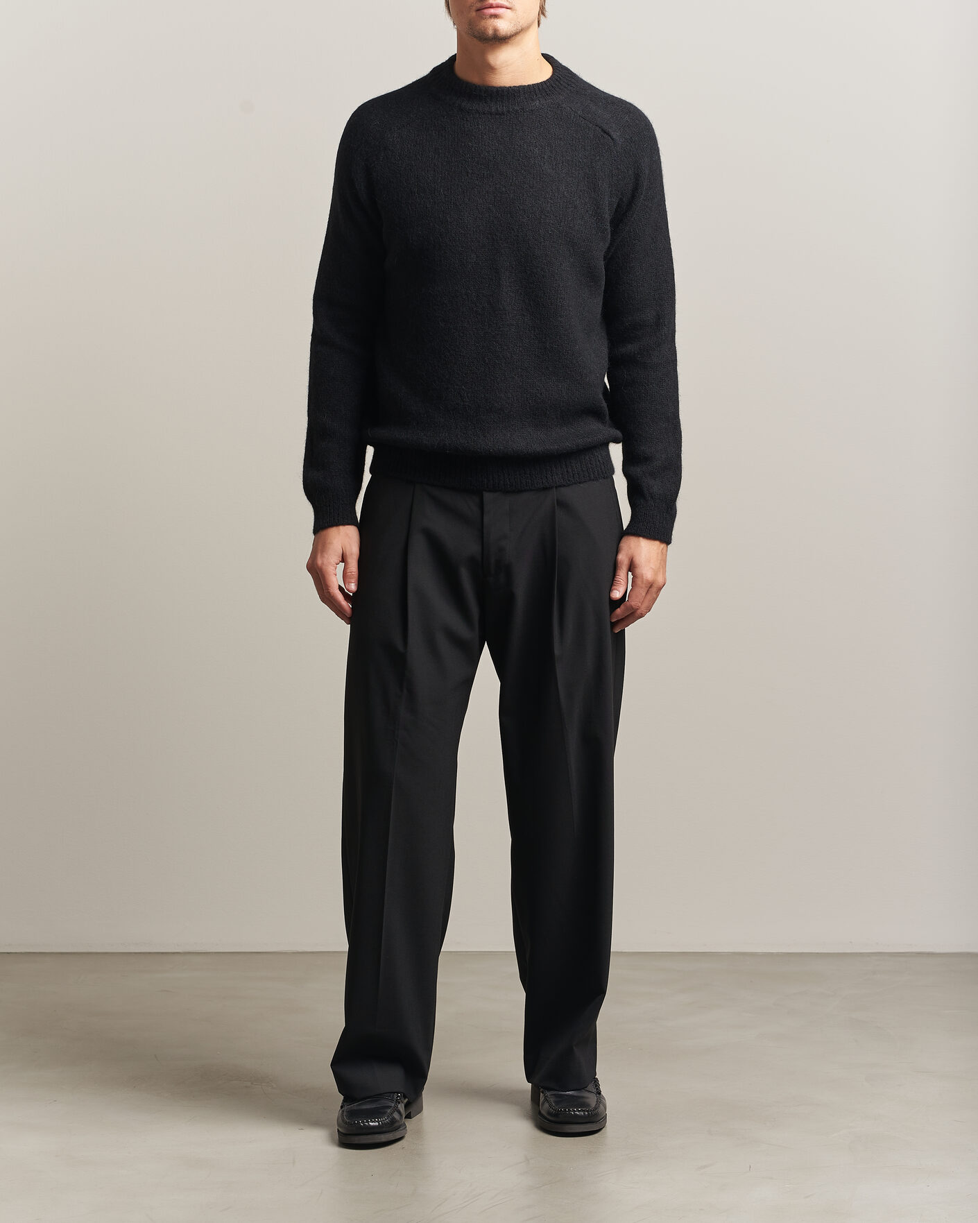 Herre | Trøjer | Oscar Jacobson | Andie Alpacka/Merino Knitted Sweater Black