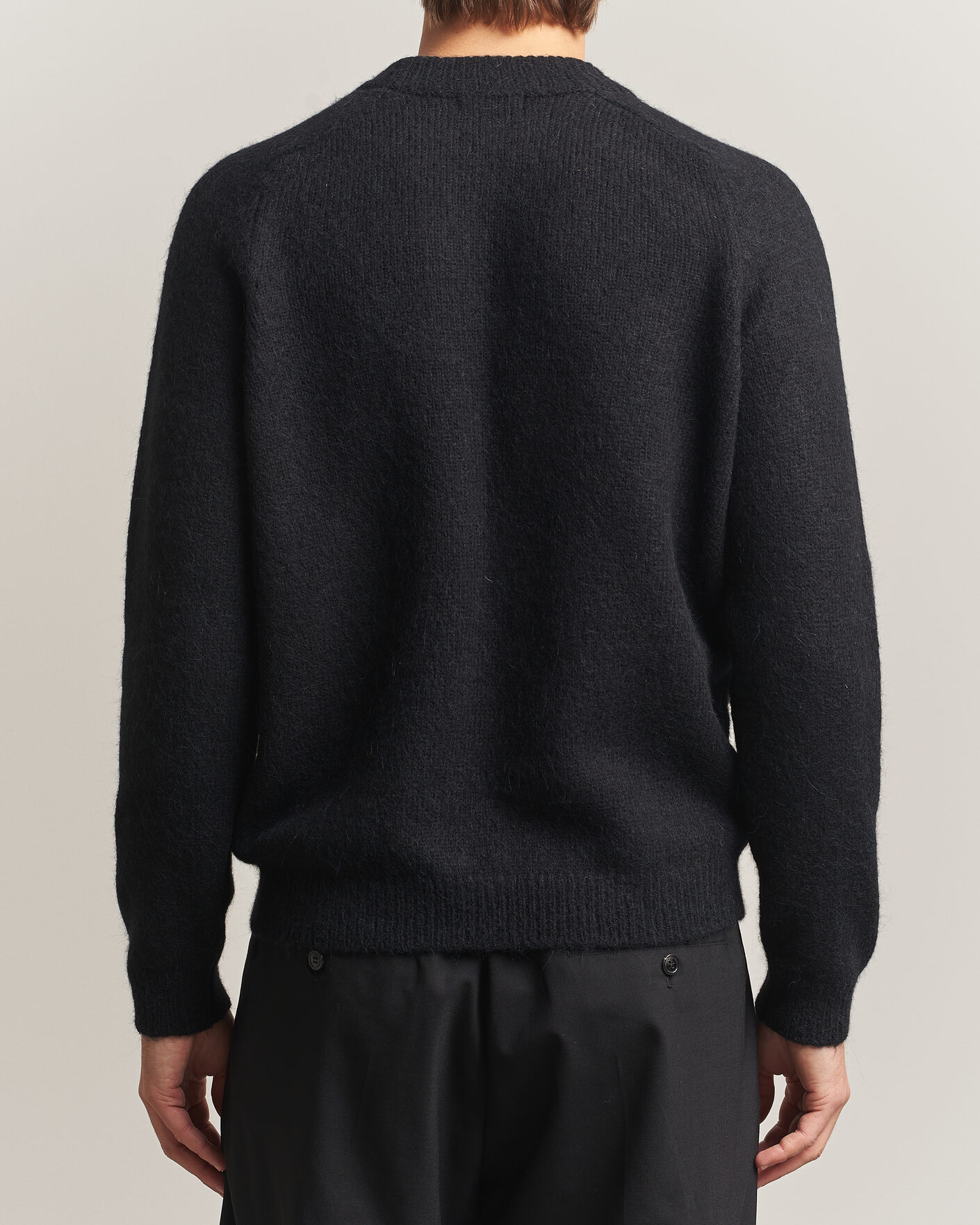 Herre | Trøjer | Oscar Jacobson | Andie Alpacka/Merino Knitted Sweater Black