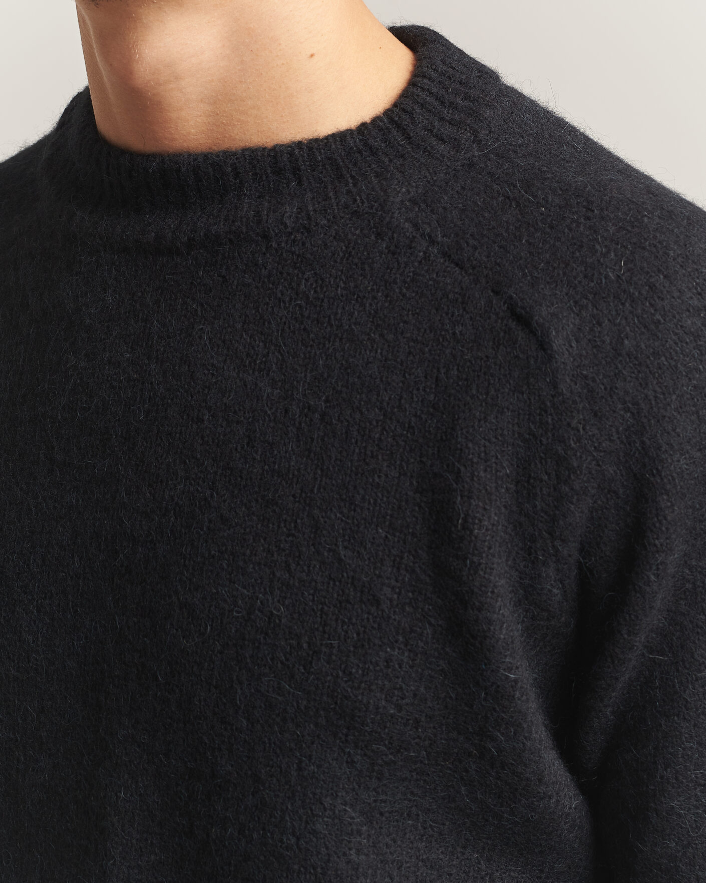 Herre | Trøjer | Oscar Jacobson | Andie Alpacka/Merino Knitted Sweater Black