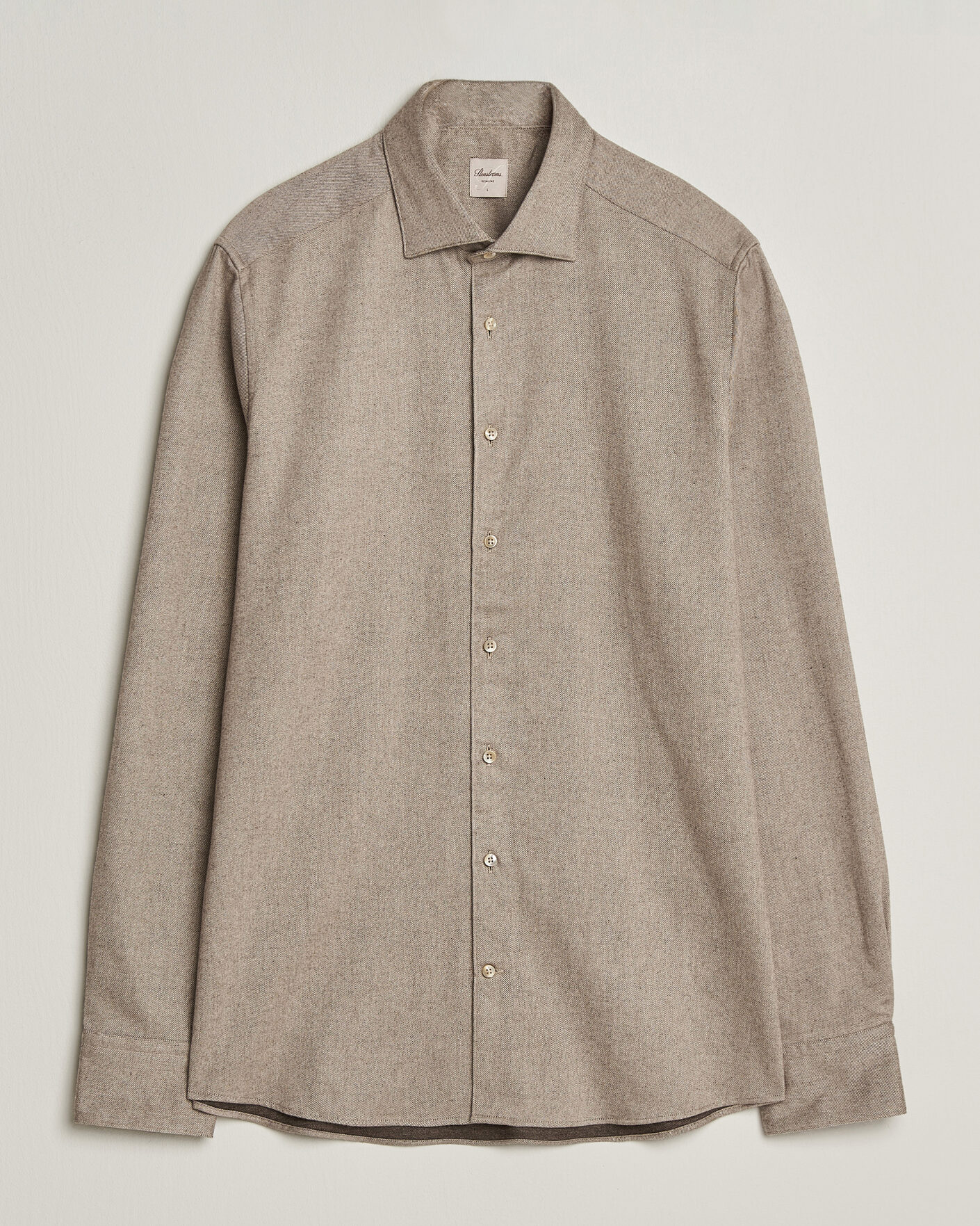 Herre | Skjorter | Stenströms | Slimline Flannel Shirt Light Brown