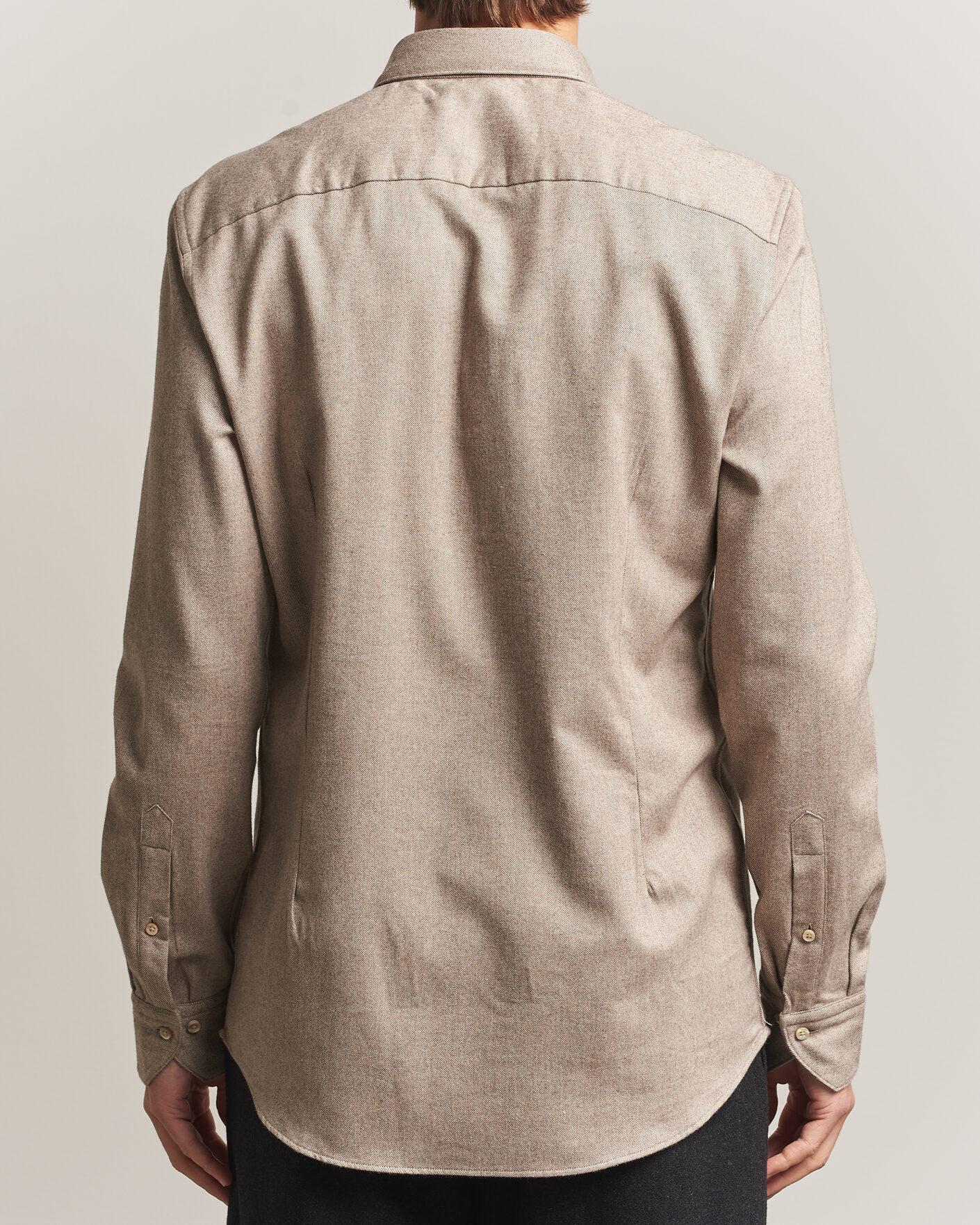 Herre | Skjorter | Stenströms | Slimline Flannel Shirt Light Brown