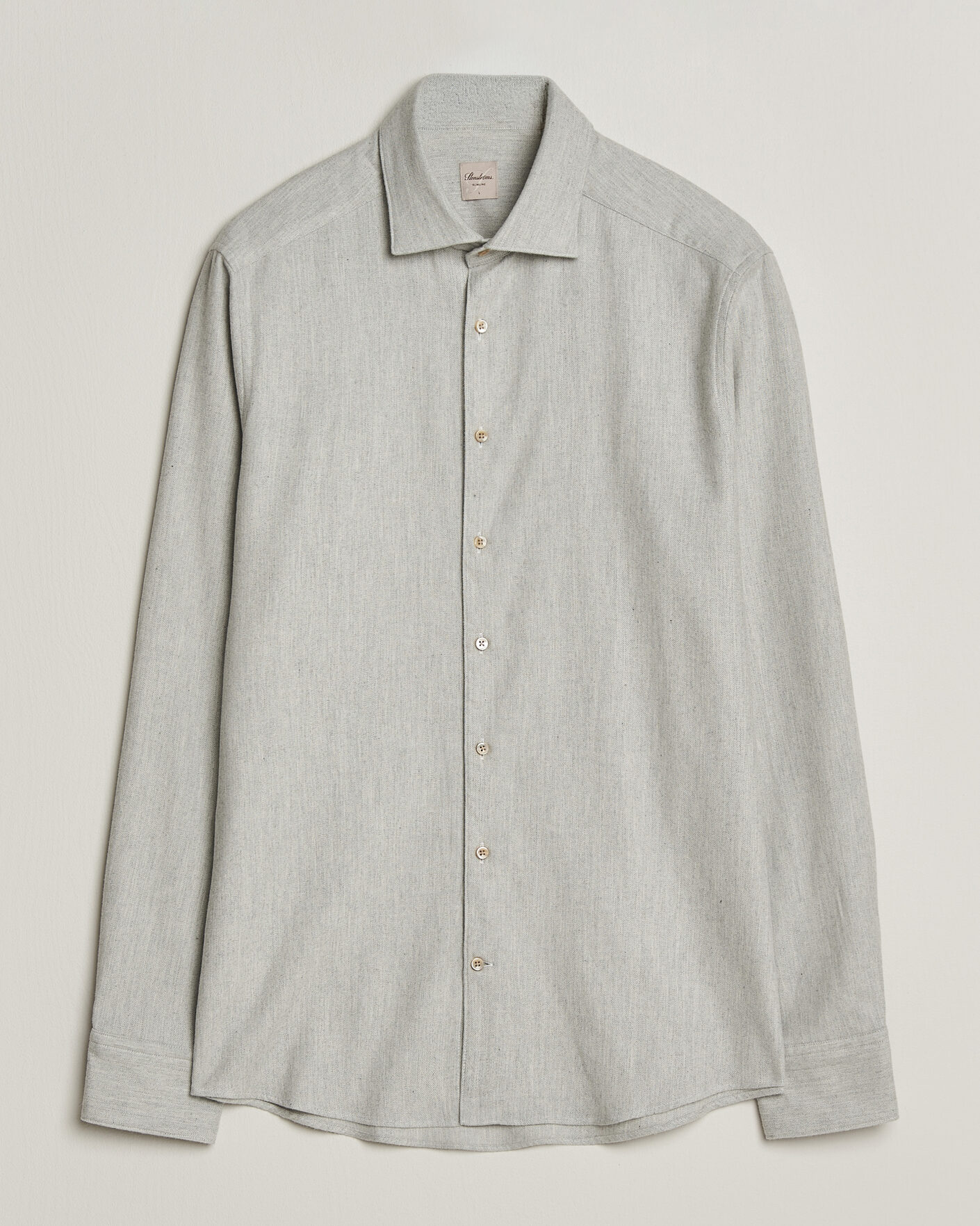 Herre | Skjorter | Stenströms | Slimline Flannel Shirt Light Grey