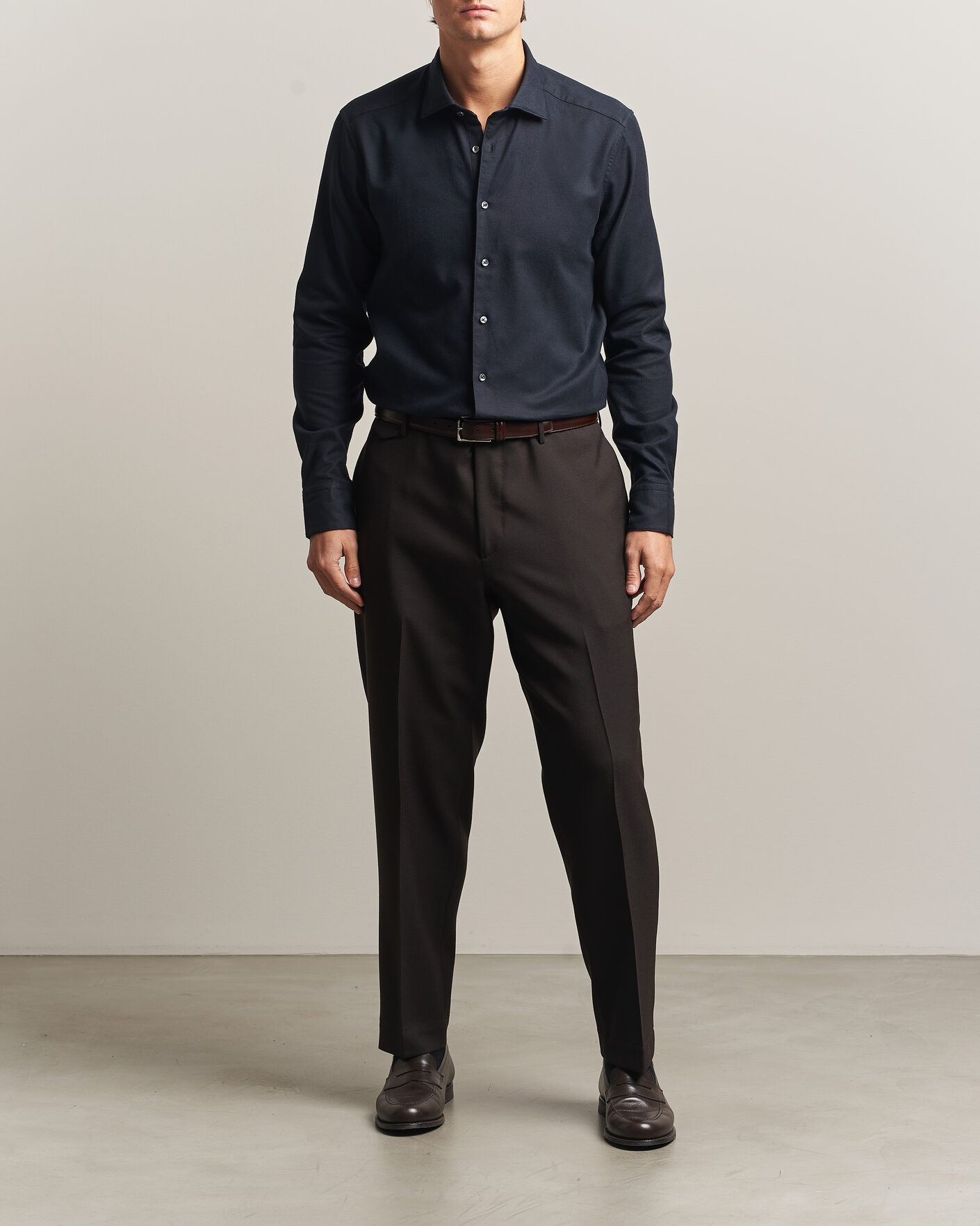 Herre | Skjorter | Stenströms | Slimline Flannel Shirt Black