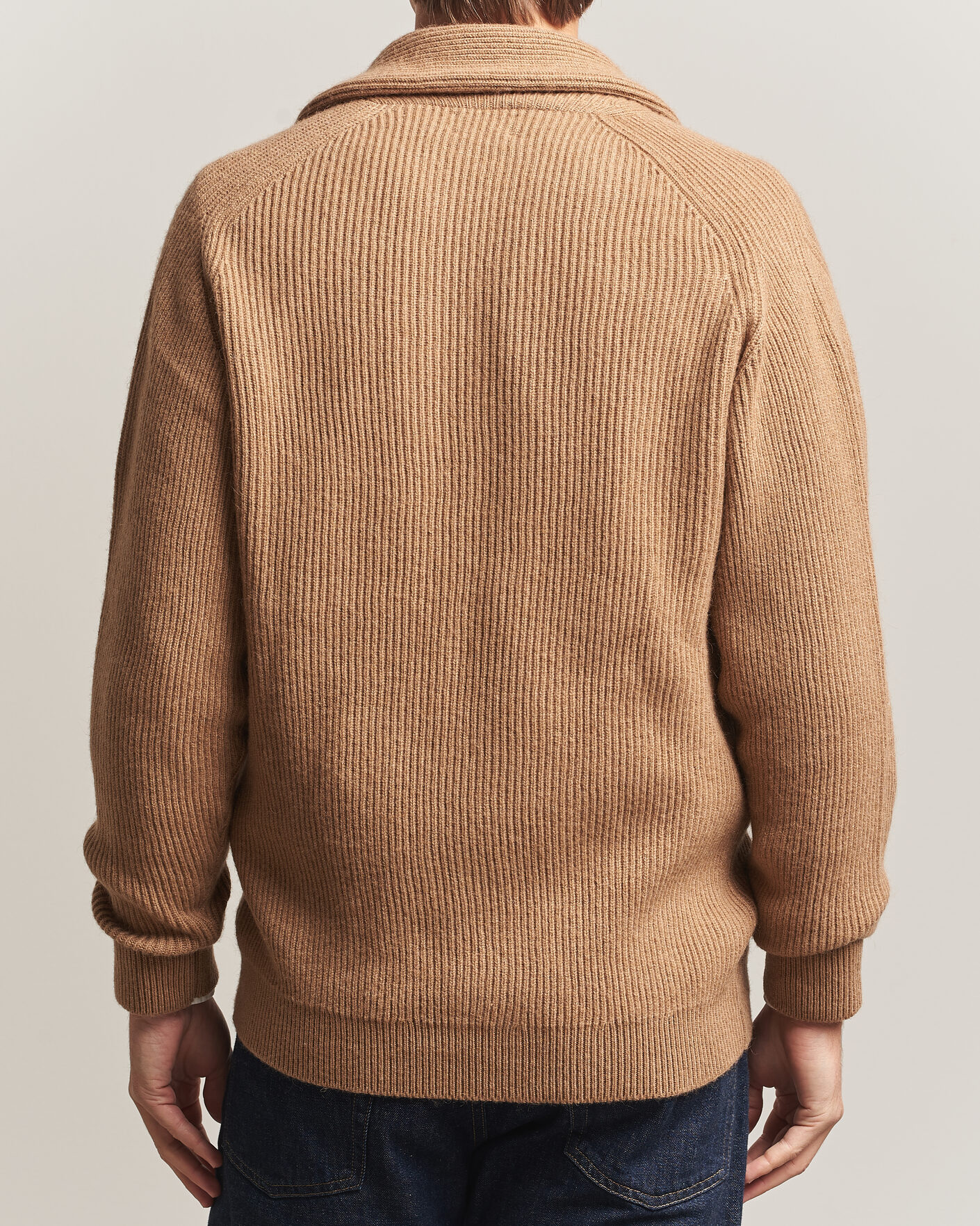 Herre | Trøjer | William Lockie | Windsor Camelhair Shawl Cardigan Natural Brown