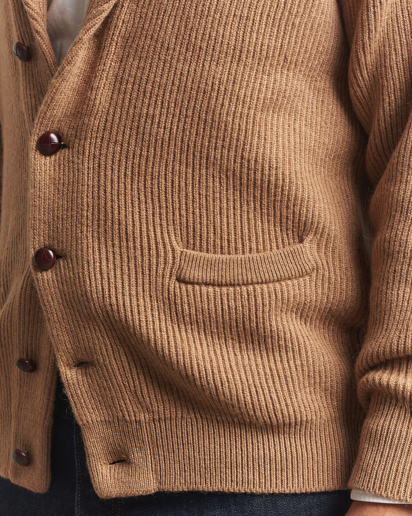 Herre | Trøjer | William Lockie | Windsor Camelhair Shawl Cardigan Natural Brown