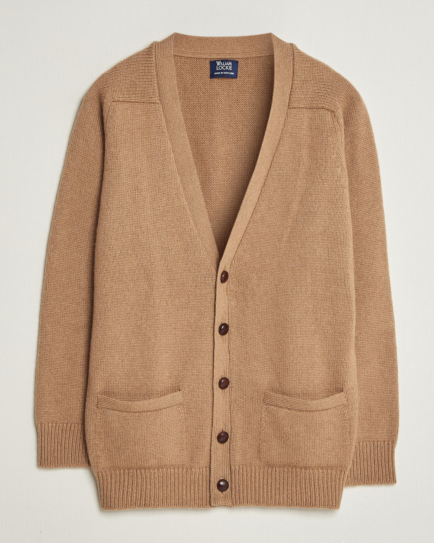 Herre | Trøjer | William Lockie | Datchet Camelhair Cardigan Natural Brown