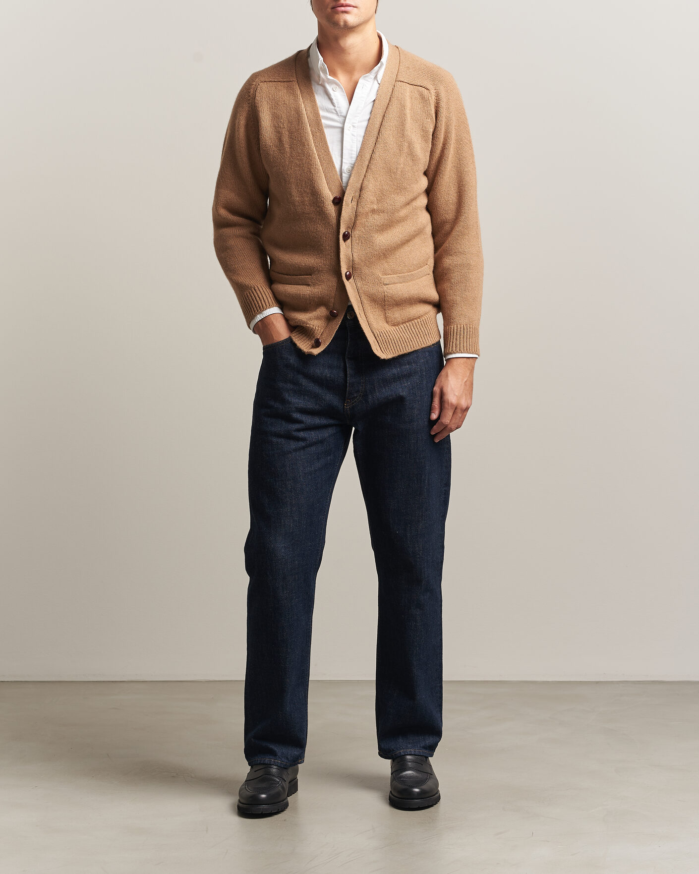 Herre | Trøjer | William Lockie | Datchet Camelhair Cardigan Natural Brown