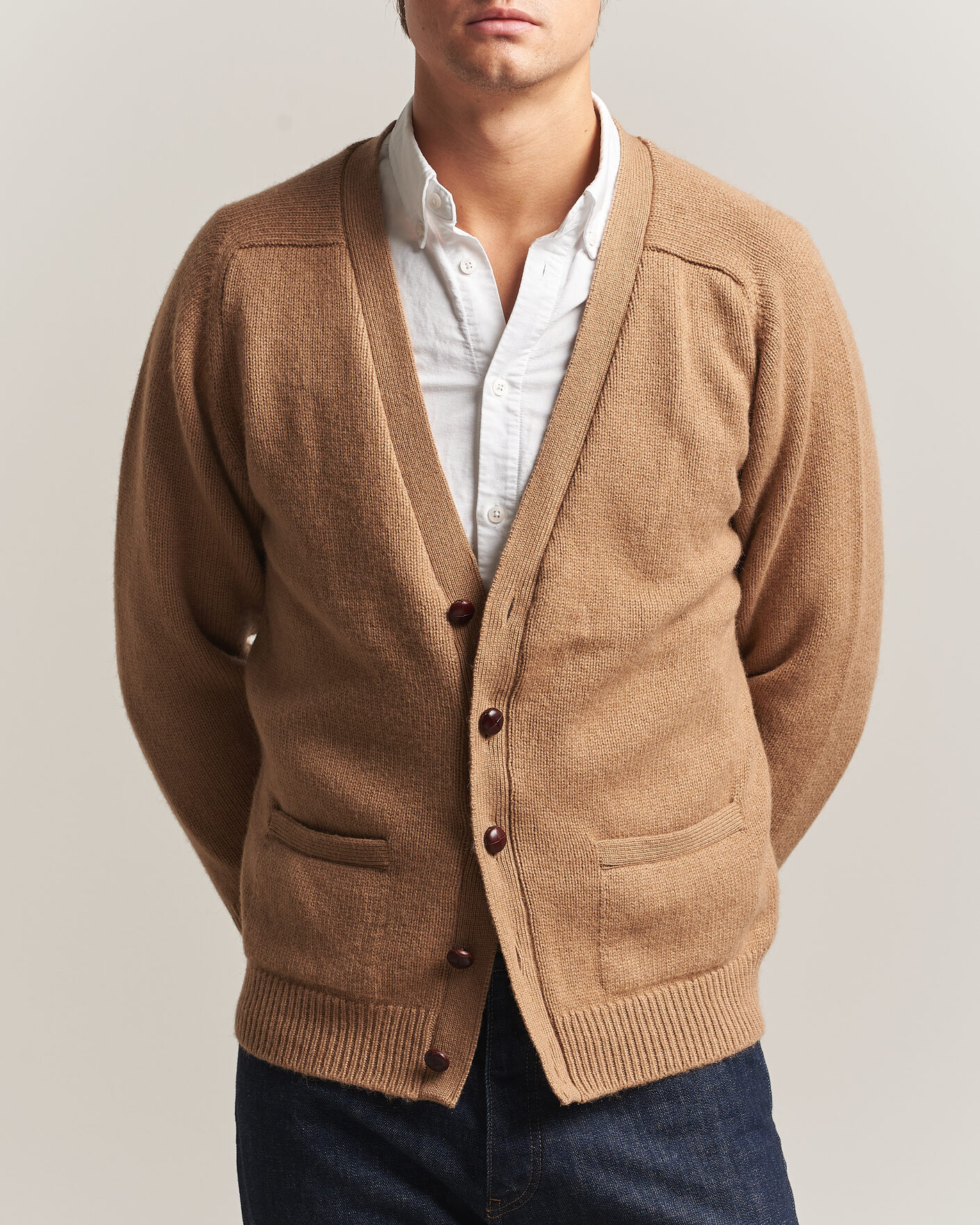 Herre | Trøjer | William Lockie | Datchet Camelhair Cardigan Natural Brown