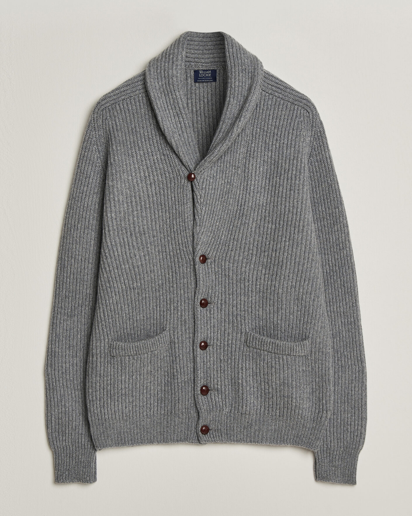 Herre | Trøjer | William Lockie | Windsor Cashmere Shawl Cardigan Flannel Grey